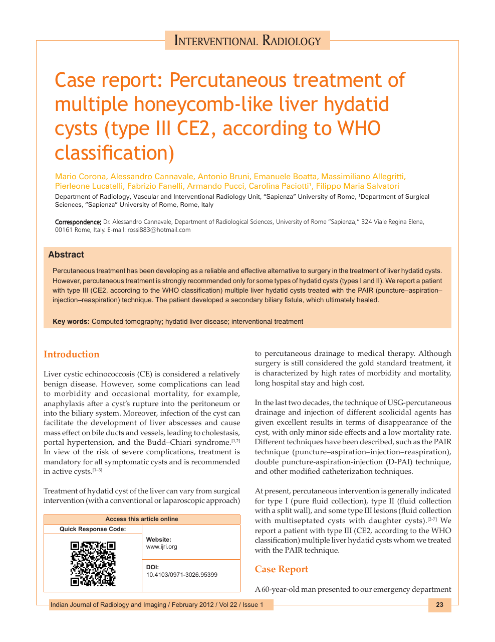 Case Report Percutaneous Treatment Of Multiple Honeycomb Like Liver Hydatid Cysts Type Iii Ce2 According To Who Classification Topic Of Research Paper In Clinical Medicine Download Scholarly Article Pdf And Read For