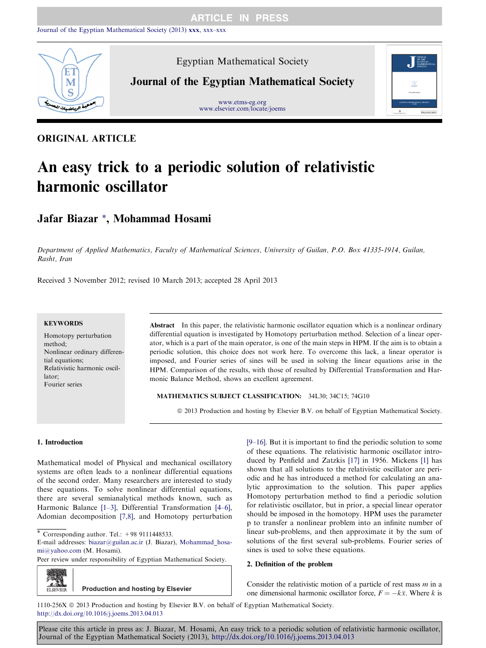 An Easy Trick To A Periodic Solution Of Relativistic Harmonic Oscillator Topic Of Research Paper In Physical Sciences Download Scholarly Article Pdf And Read For Free On Cyberleninka Open Science Hub