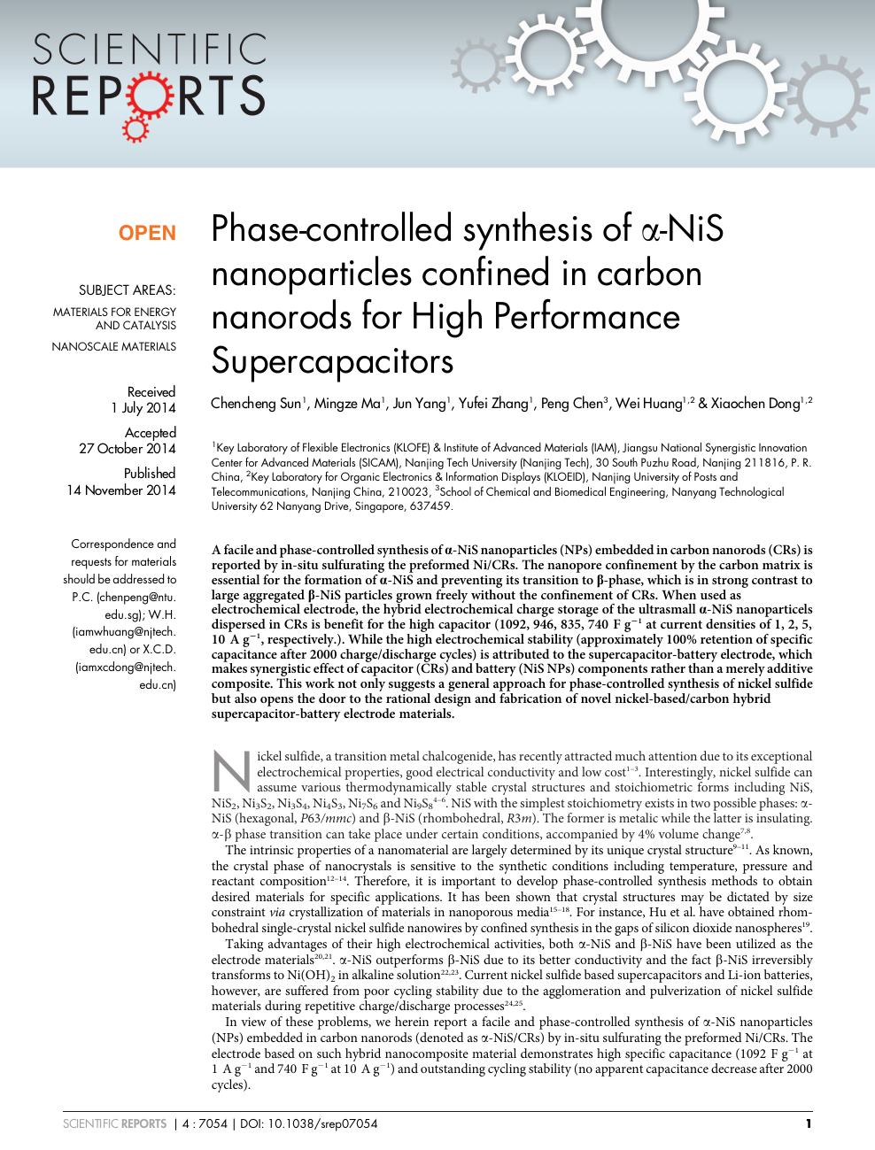 Phase Controlled Synthesis Of A Nis Nanoparticles Confined In Carbon Nanorods For High Performance Supercapacitors Topic Of Research Paper In Nano Technology Download Scholarly Article Pdf And Read For Free On Cyberleninka Open Science