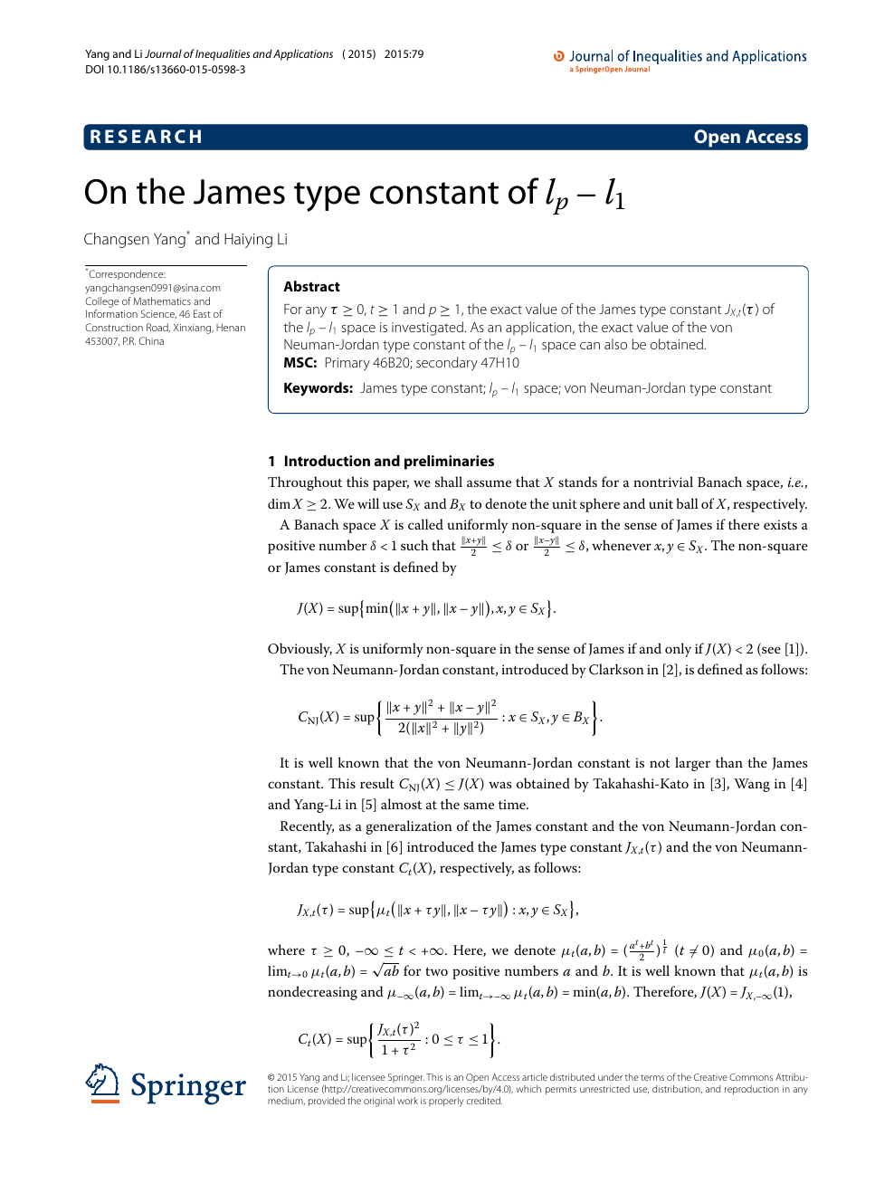 On The James Type Constant Of Lp L1 Topic Of Research Paper In Mathematics Download Scholarly Article Pdf And Read For Free On Cyberleninka Open Science Hub