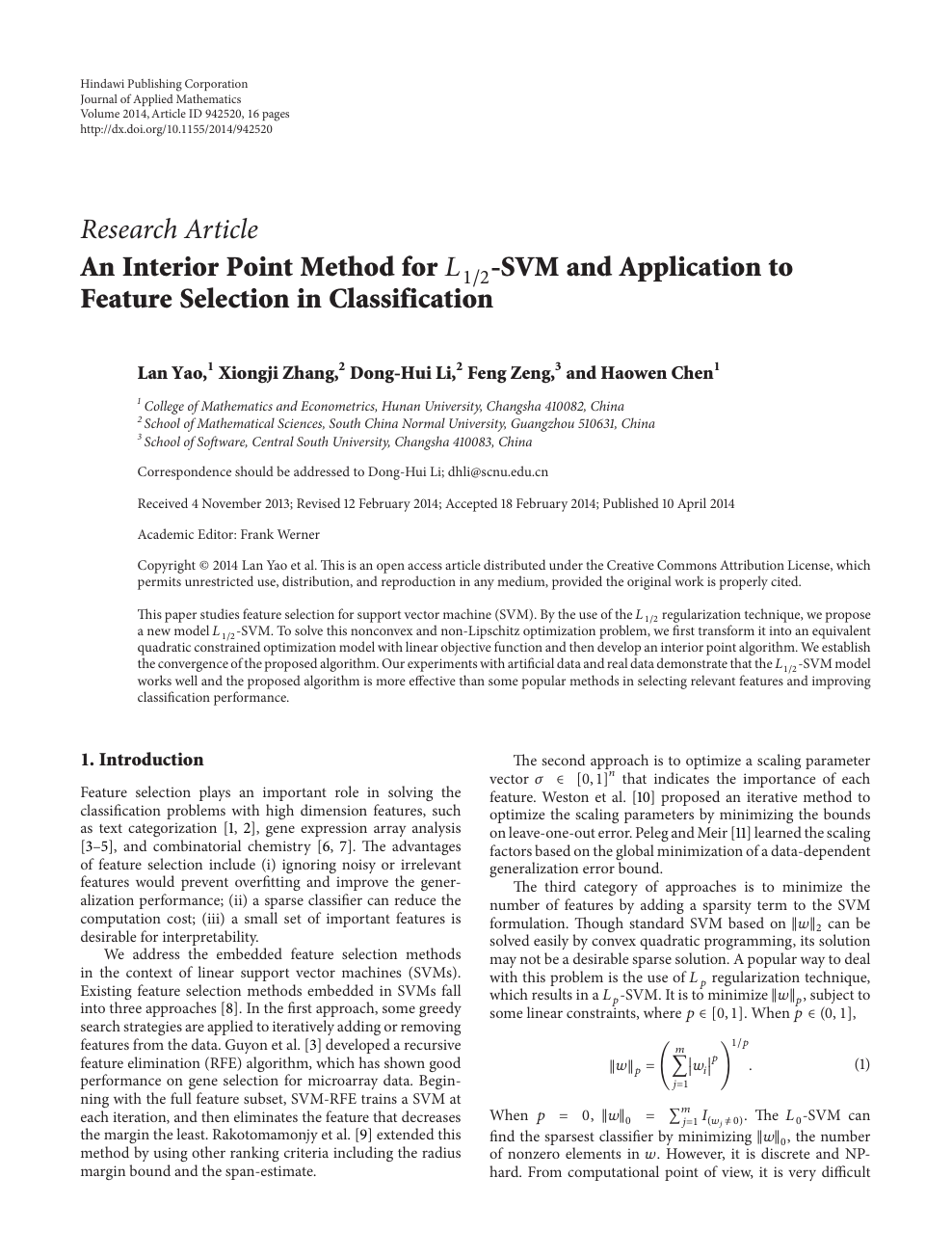An Interior Point Method For Svm And Application To Feature Selection In Classification Topic Of Research Paper In Mathematics Download Scholarly Article Pdf And Read For Free On Cyberleninka Open Science