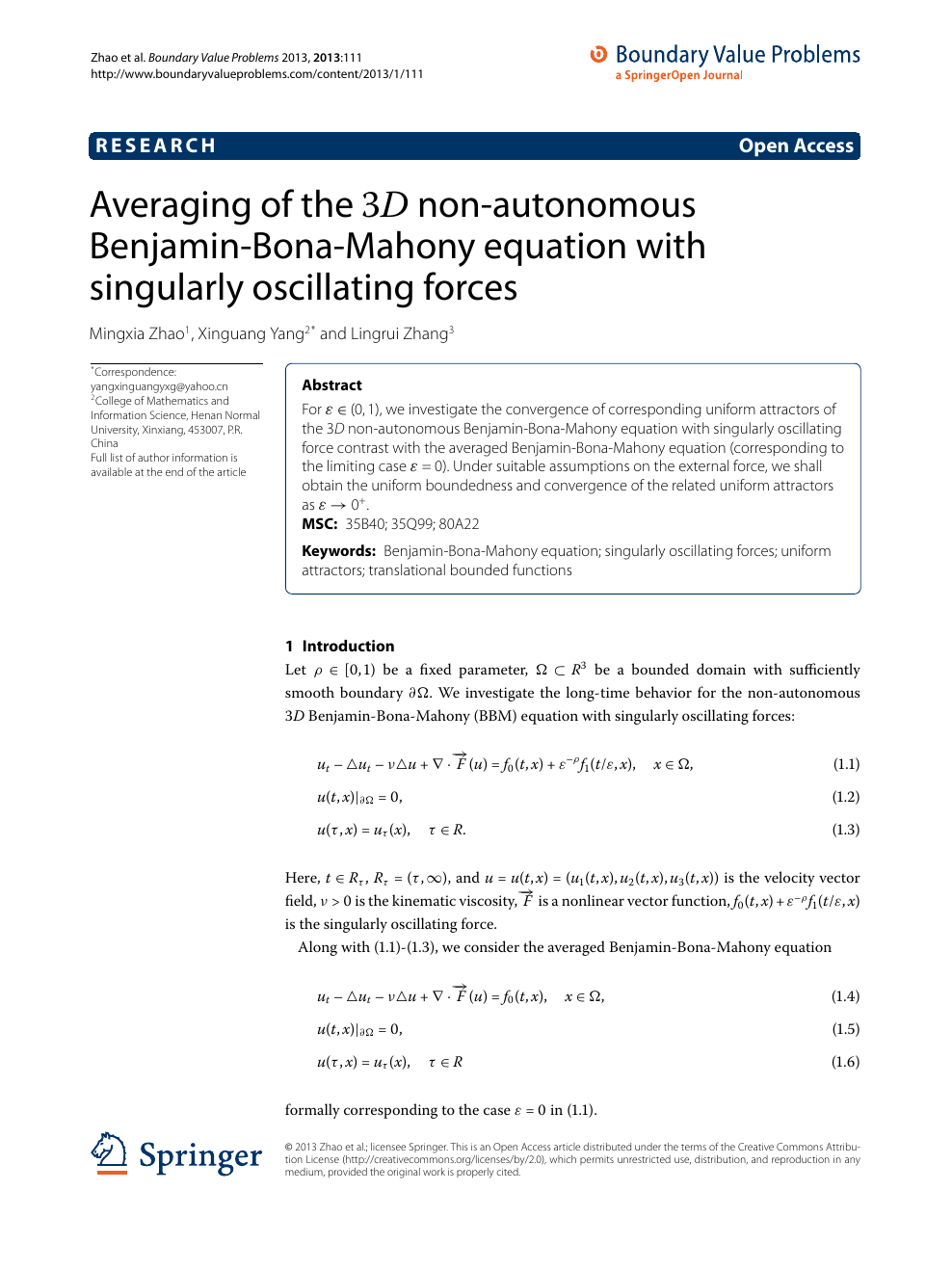 Averaging Of The 3d Non Autonomous Benjamin Bona Mahony Equation With Singularly Oscillating Forces Topic Of Research Paper In Mathematics Download Scholarly Article Pdf And Read For Free On Cyberleninka Open Science Hub