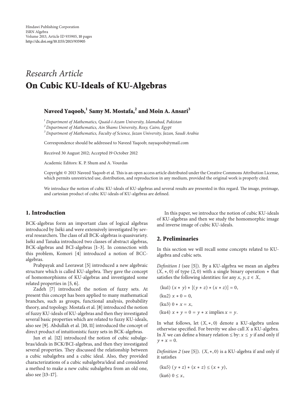 On Cubic Ku Ideals Of Ku Algebras Topic Of Research Paper In Mathematics Download Scholarly Article Pdf And Read For Free On Cyberleninka Open Science Hub