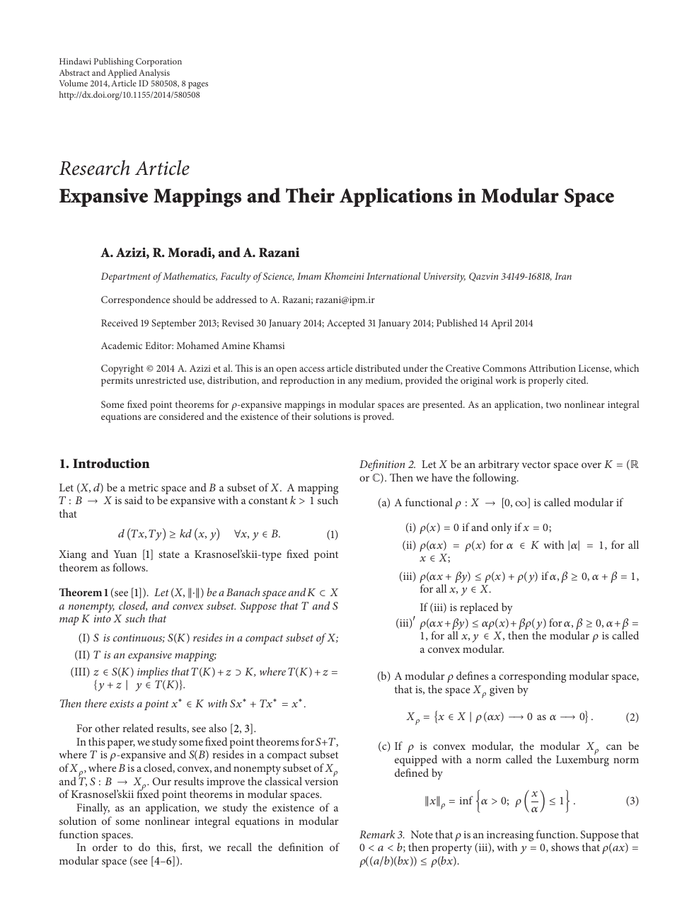 Expansive Mappings And Their Applications In Modular Space Topic Of Research Paper In Mathematics Download Scholarly Article Pdf And Read For Free On Cyberleninka Open Science Hub