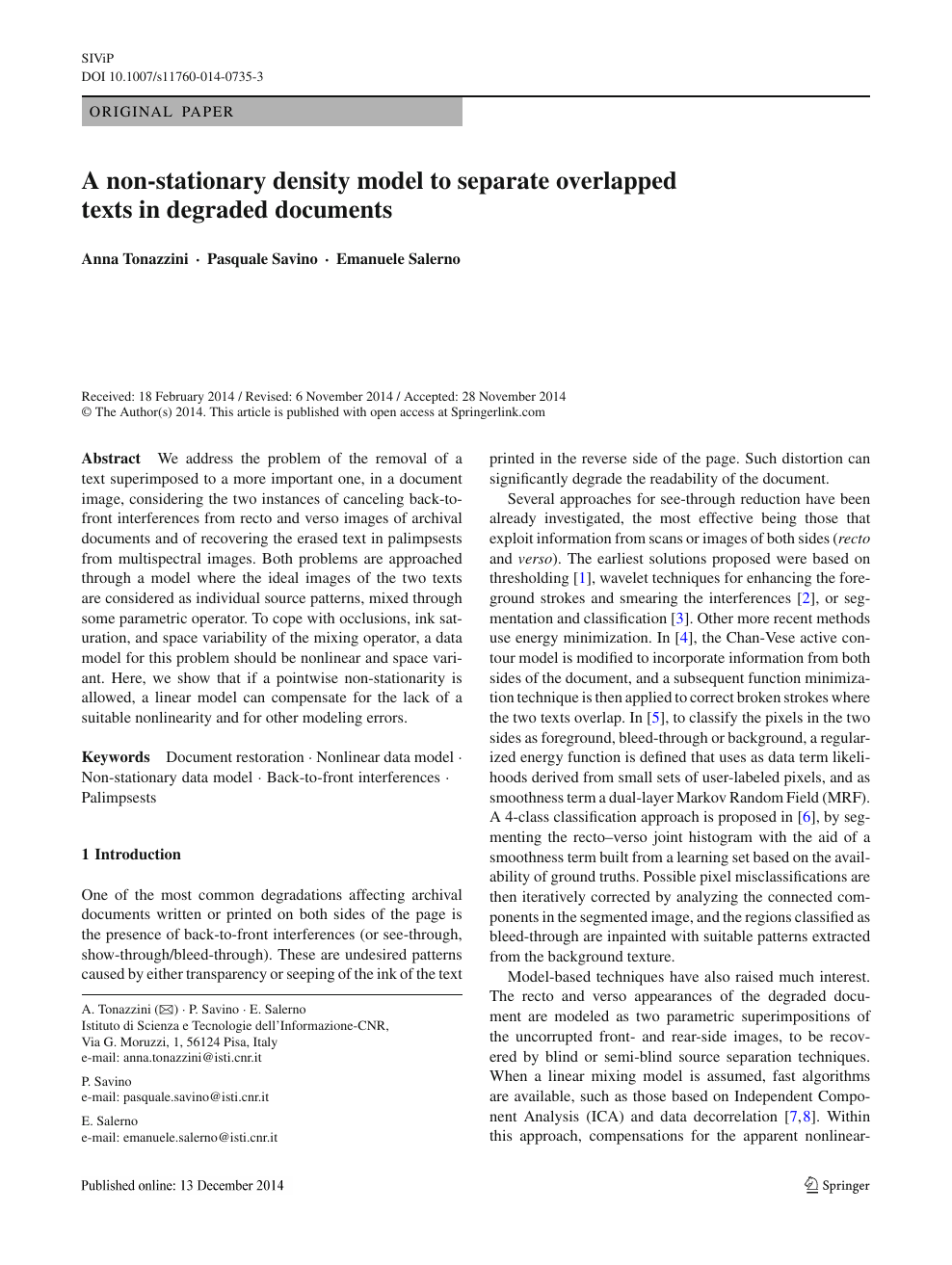 A Non Stationary Density Model To Separate Overlapped Texts In Degraded Documents Topic Of Research Paper In Computer And Information Sciences Download Scholarly Article Pdf And Read For Free On Cyberleninka Open