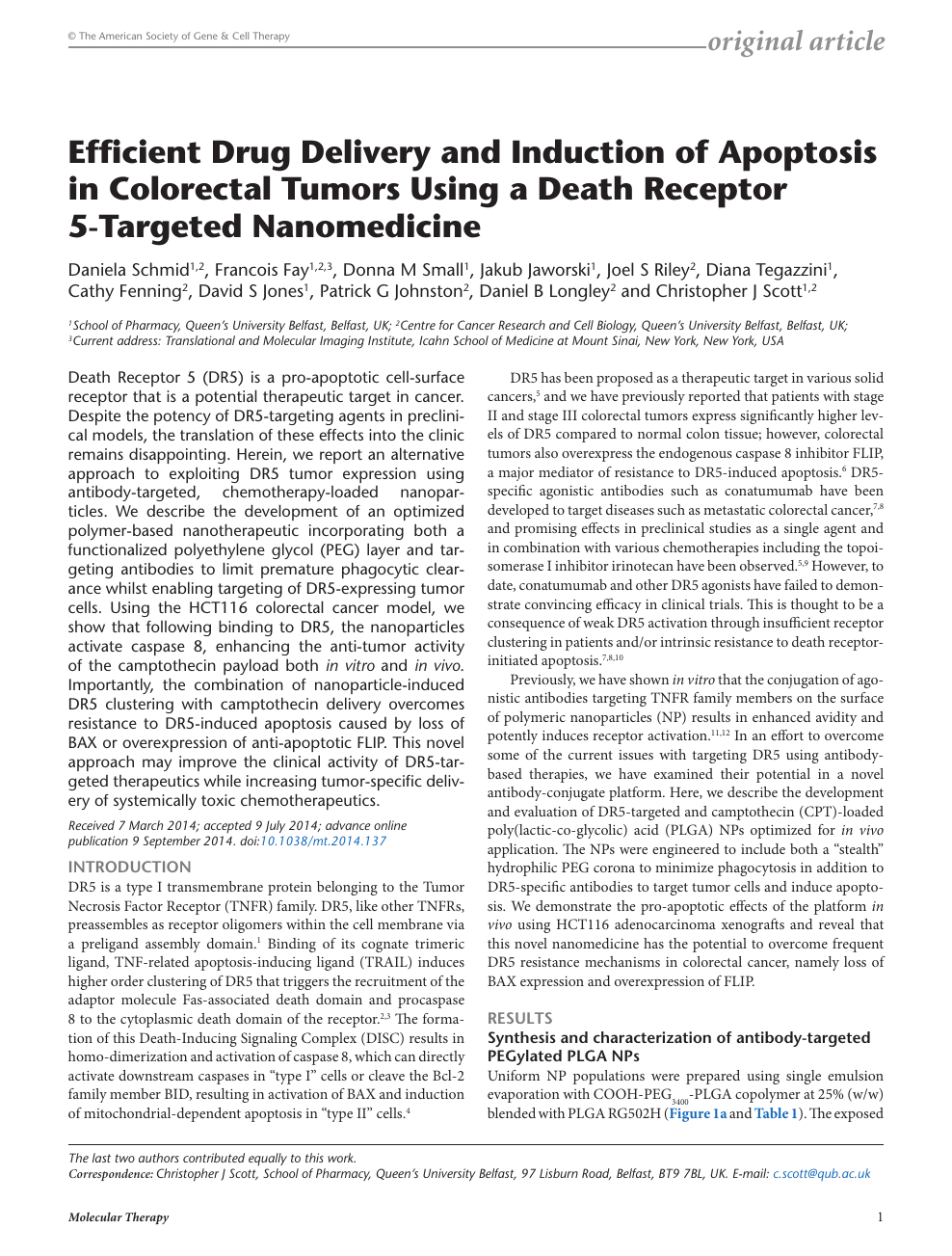 Efficient Drug Delivery And Induction Of Apoptosis In Colorectal Tumors Using A Death Receptor 5 Targeted Nanomedicine Topic Of Research Paper In Chemical Sciences Download Scholarly Article Pdf And Read For Free