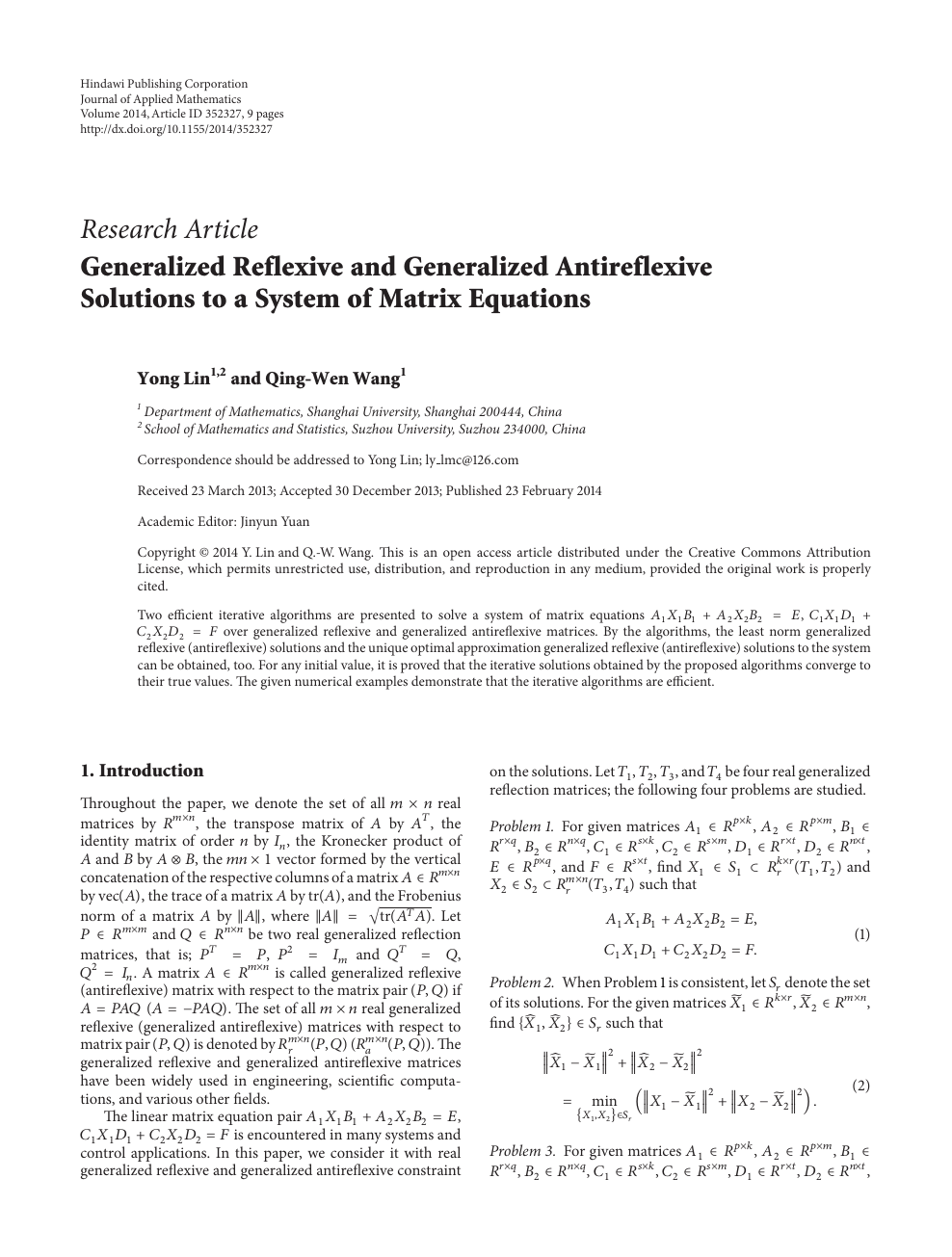 Generalized Reflexive And Generalized Antireflexive Solutions To A System Of Matrix Equations Topic Of Research Paper In Mathematics Download Scholarly Article Pdf And Read For Free On Cyberleninka Open Science Hub