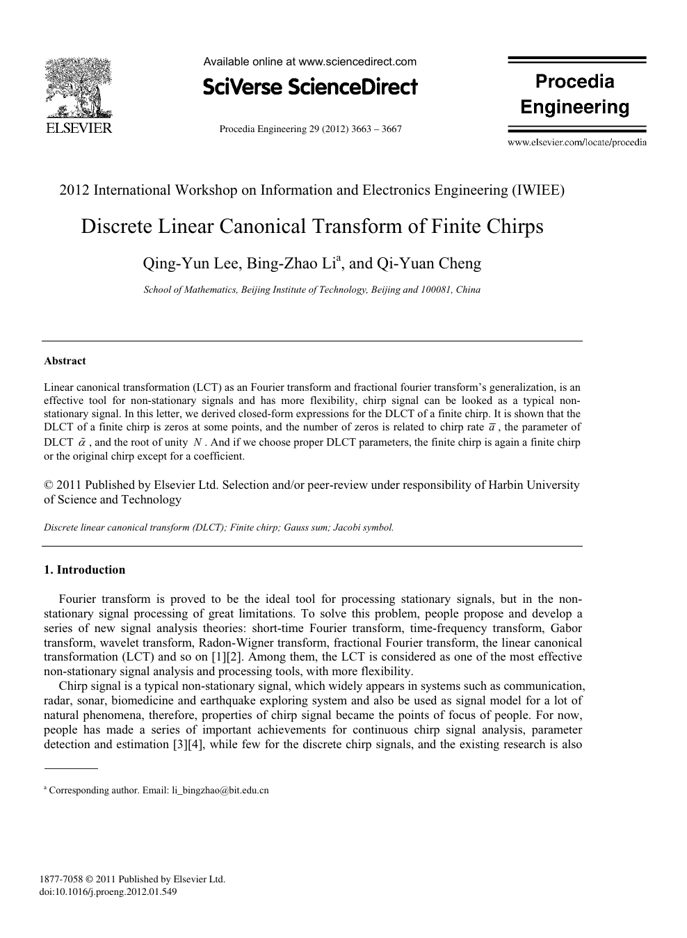 Discrete Linear Canonical Transform Of Finite Chirps Topic Of Research Paper In Materials Engineering Download Scholarly Article Pdf And Read For Free On Cyberleninka Open Science Hub
