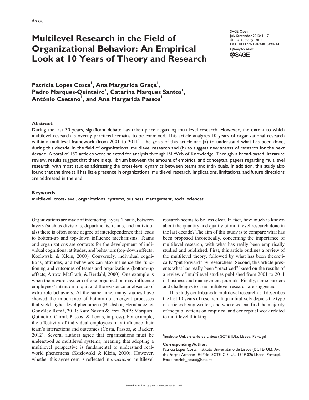 research paper organizational behavior