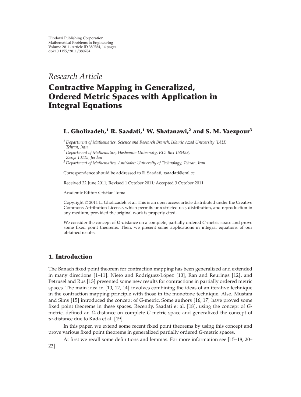 Contractive Mapping In Generalized Ordered Metric Spaces With Application In Integral Equations Topic Of Research Paper In Mathematics Download Scholarly Article Pdf And Read For Free On Cyberleninka Open Science Hub