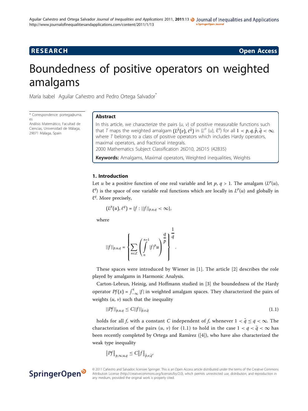 Boundedness Of Positive Operators On Weighted Amalgams Topic Of Research Paper In Mathematics Download Scholarly Article Pdf And Read For Free On Cyberleninka Open Science Hub