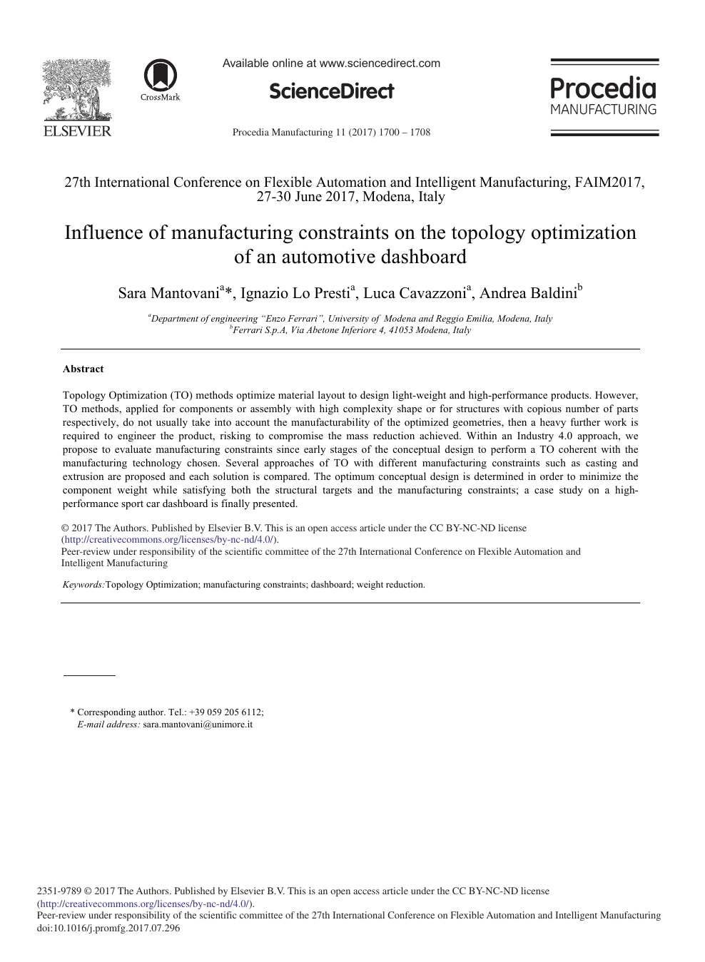 Influence Of Manufacturing Constraints On The Topology Optimization Of An Automotive Dashboard Topic Of Research Paper In Materials Engineering Download Scholarly Article Pdf And Read For Free On Cyberleninka Open Science