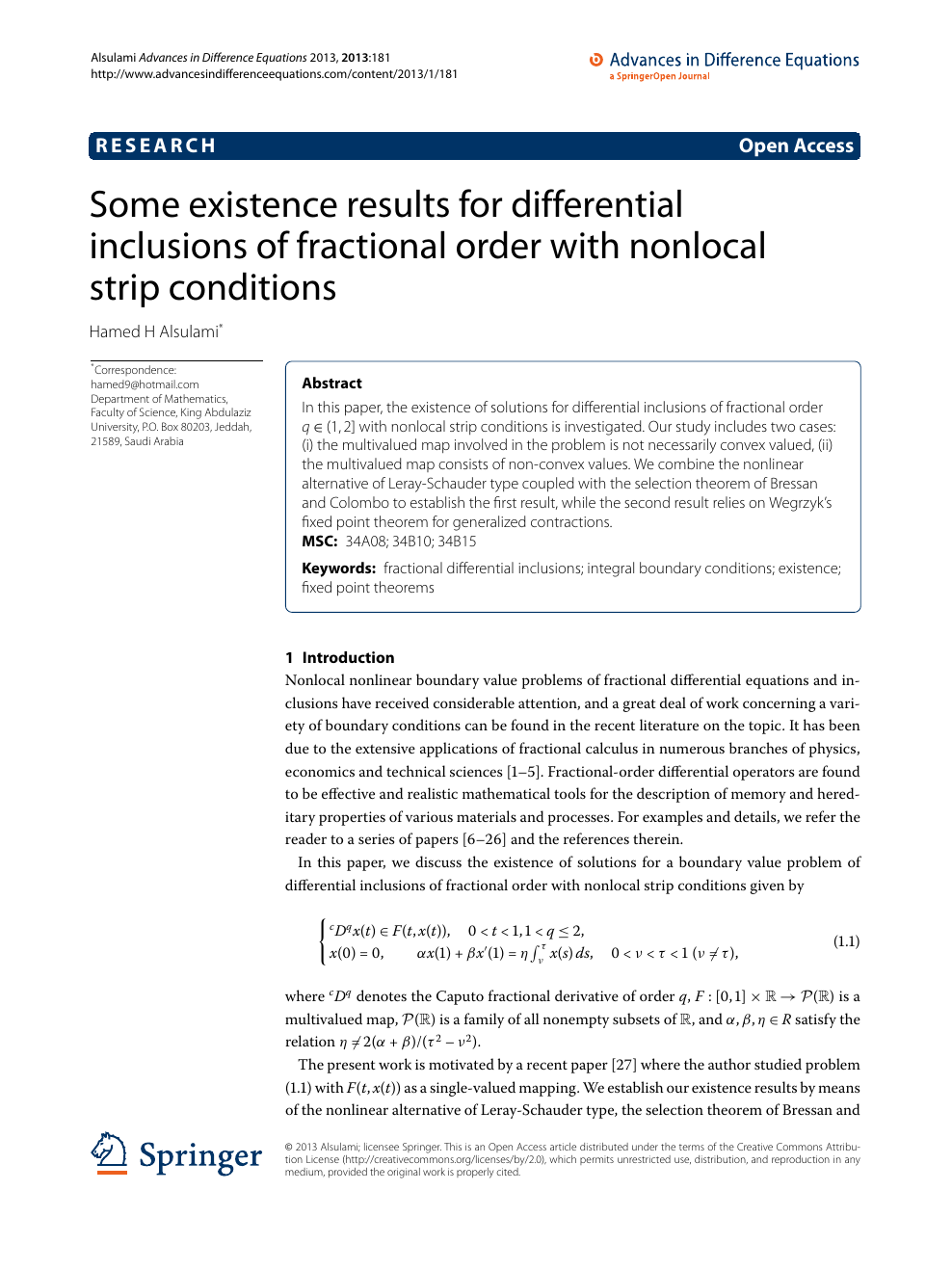 Some Existence Results For Differential Inclusions Of Fractional Order With Nonlocal Strip Conditions Topic Of Research Paper In Mathematics Download Scholarly Article Pdf And Read For Free On Cyberleninka Open Science