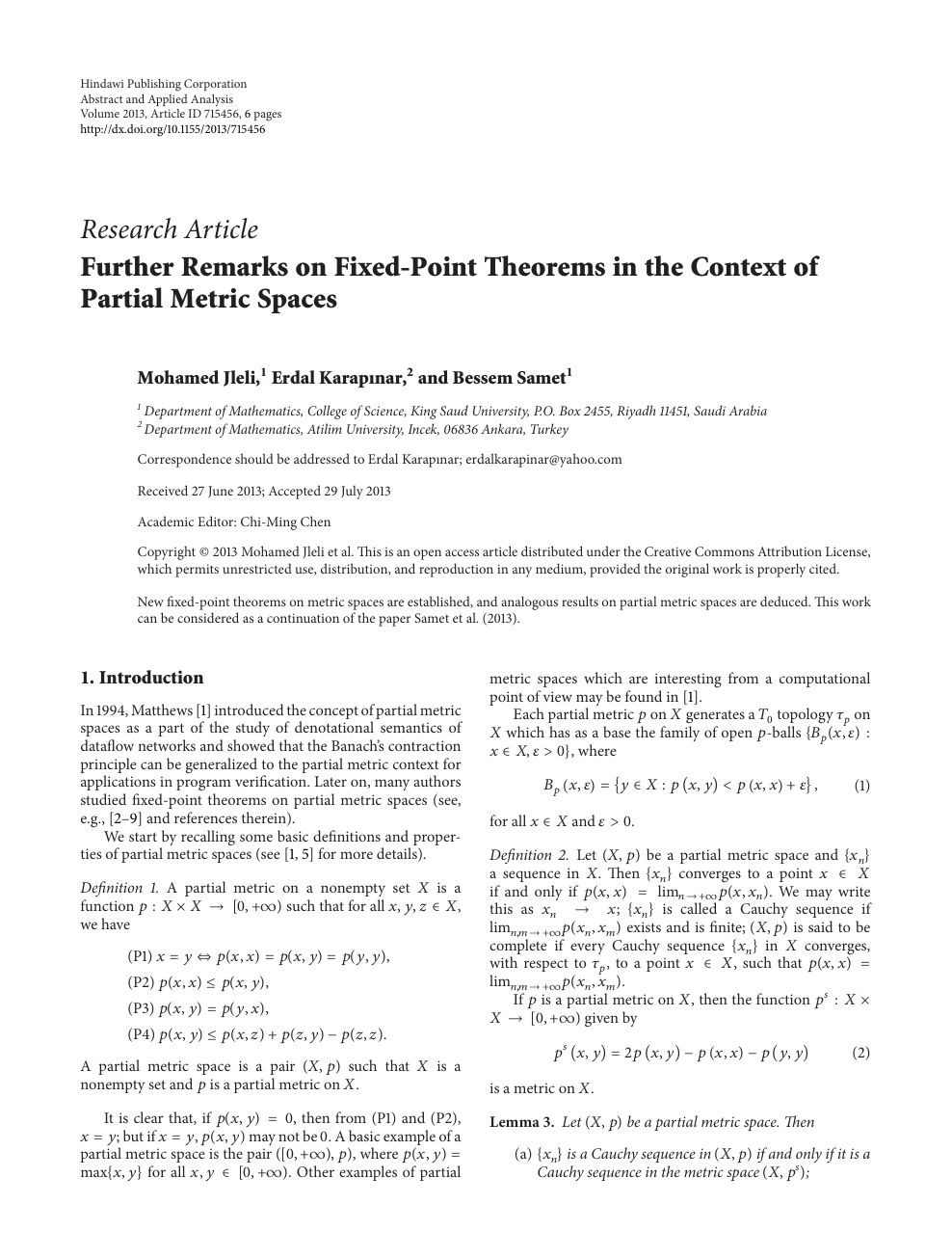 Further Remarks On Fixed Point Theorems In The Context Of Partial Metric Spaces Topic Of Research Paper In Mathematics Download Scholarly Article Pdf And Read For Free On Cyberleninka Open Science Hub