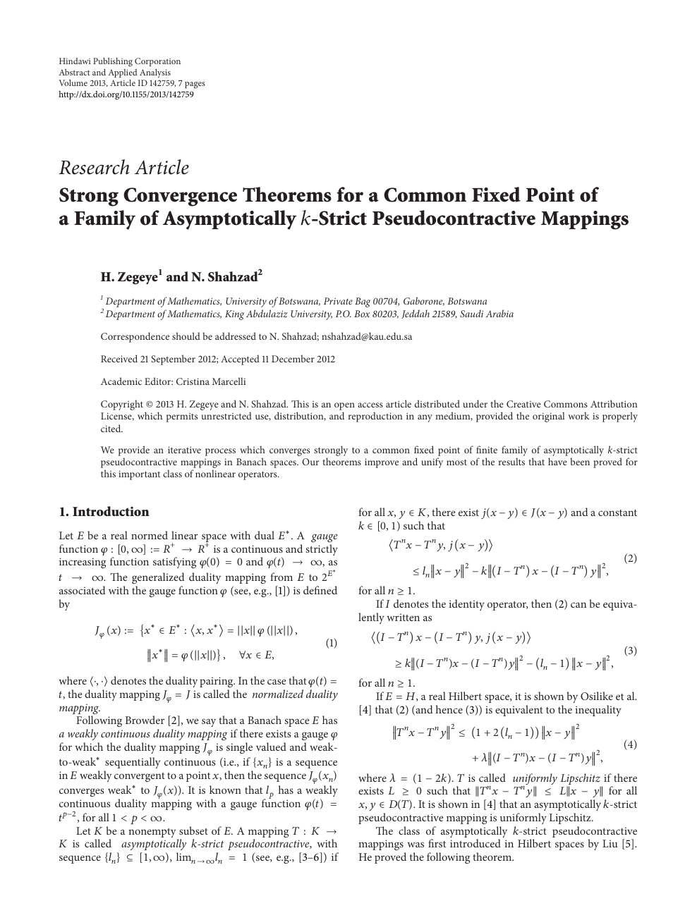 Strong Convergence Theorems For A Common Fixed Point Of A Family Of Asymptotically K Strict Pseudocontractive Mappings Topic Of Research Paper In Mathematics Download Scholarly Article Pdf And Read For Free