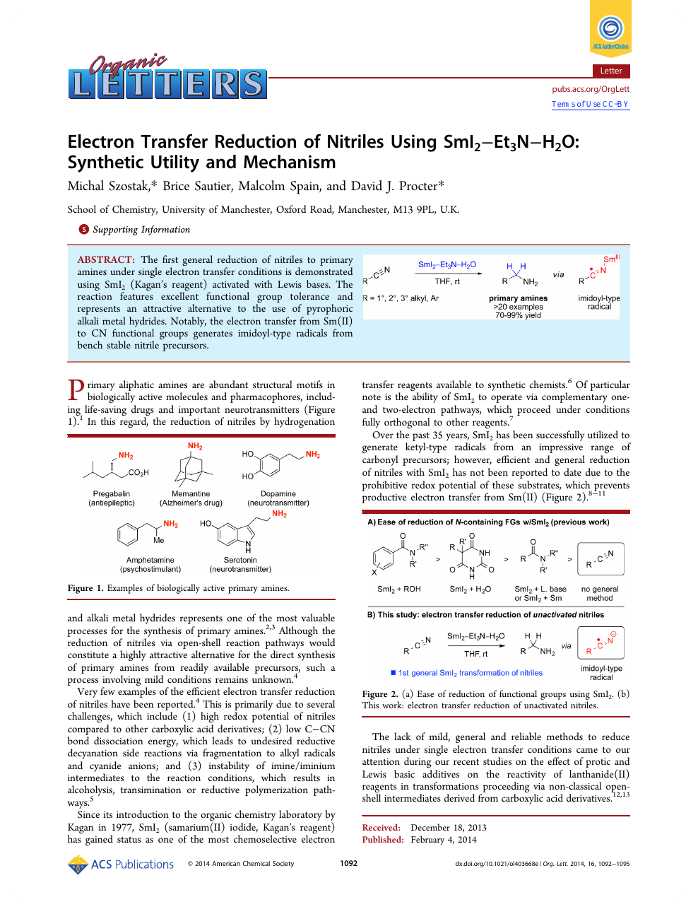 Electron Transfer Reduction Of Nitriles Using Smi 2 Et 3 N H 2 O Synthetic Utility And Mechanism Topic Of Research Paper In Chemical Sciences Download Scholarly Article Pdf And Read For
