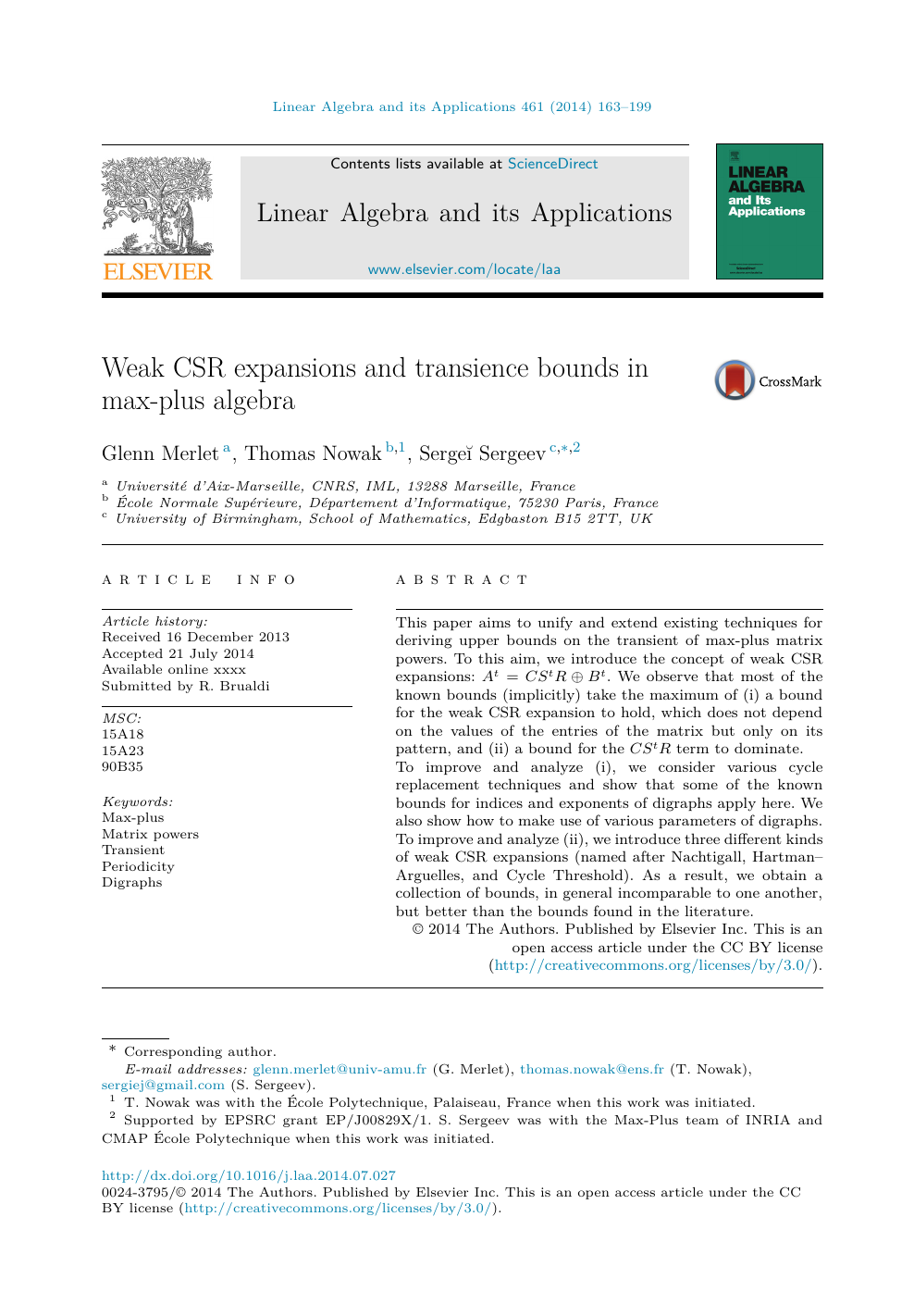 Weak Csr Expansions And Transience Bounds In Max Plus Algebra Topic Of Research Paper In Computer And Information Sciences Download Scholarly Article Pdf And Read For Free On Cyberleninka Open Science Hub