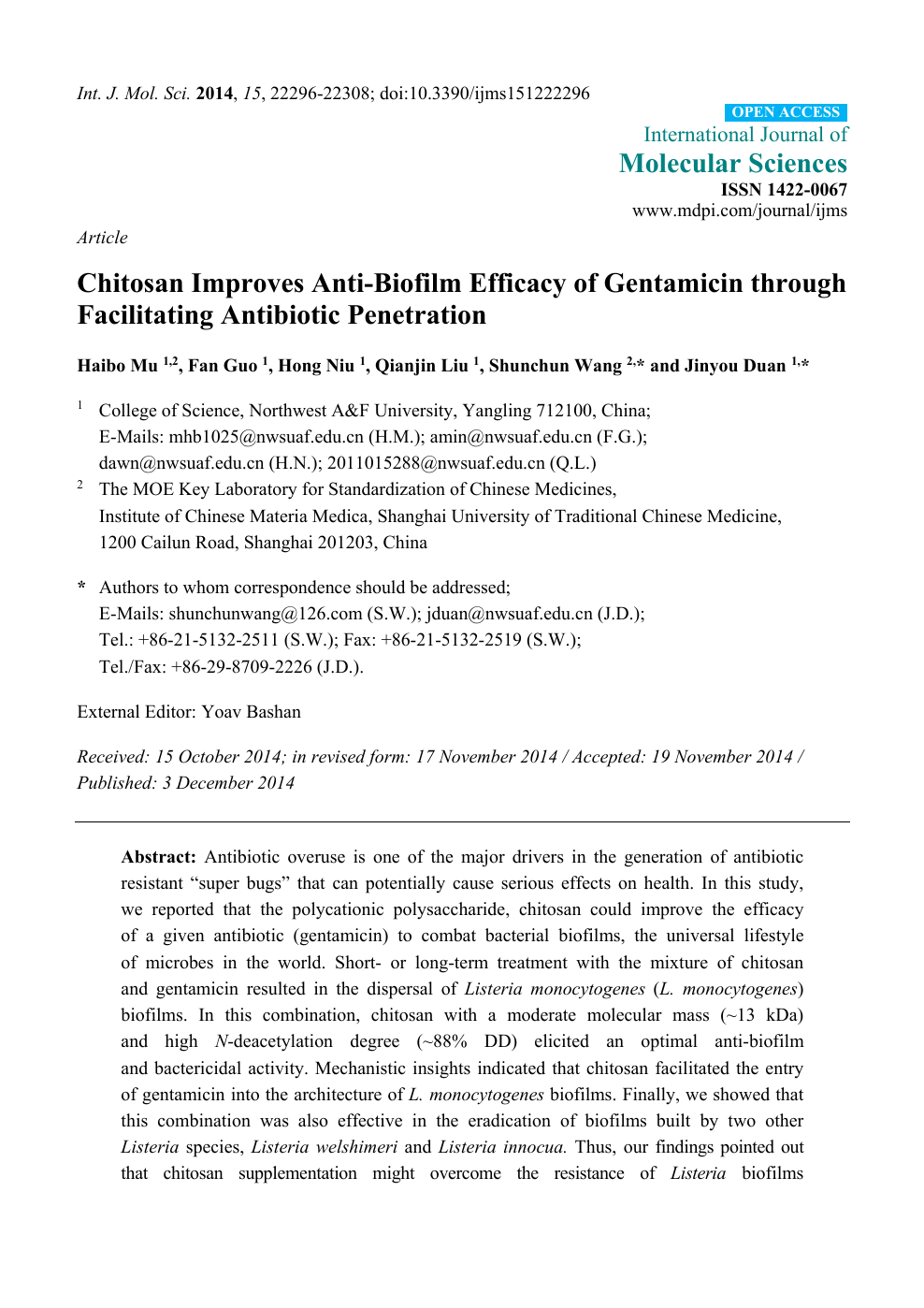 Chitosan Improves Anti Biofilm Efficacy Of Gentamicin Through Facilitating Antibiotic Penetration Topic Of Research Paper In Biological Sciences Download Scholarly Article Pdf And Read For Free On Cyberleninka Open Science Hub