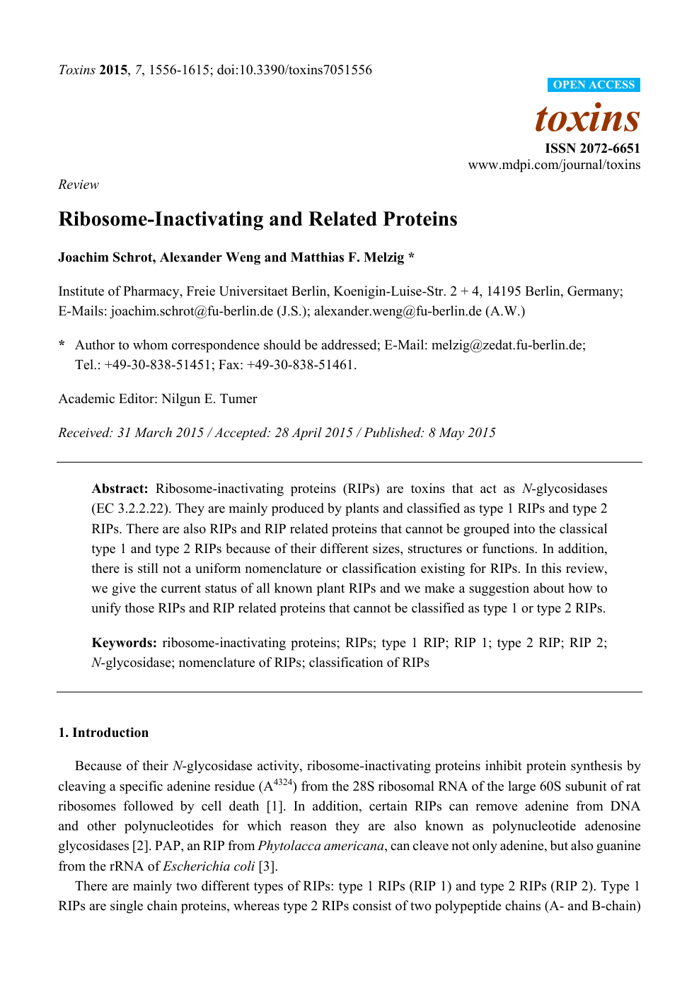 Ribosome-Inactivating and Related Proteins – topic of research 