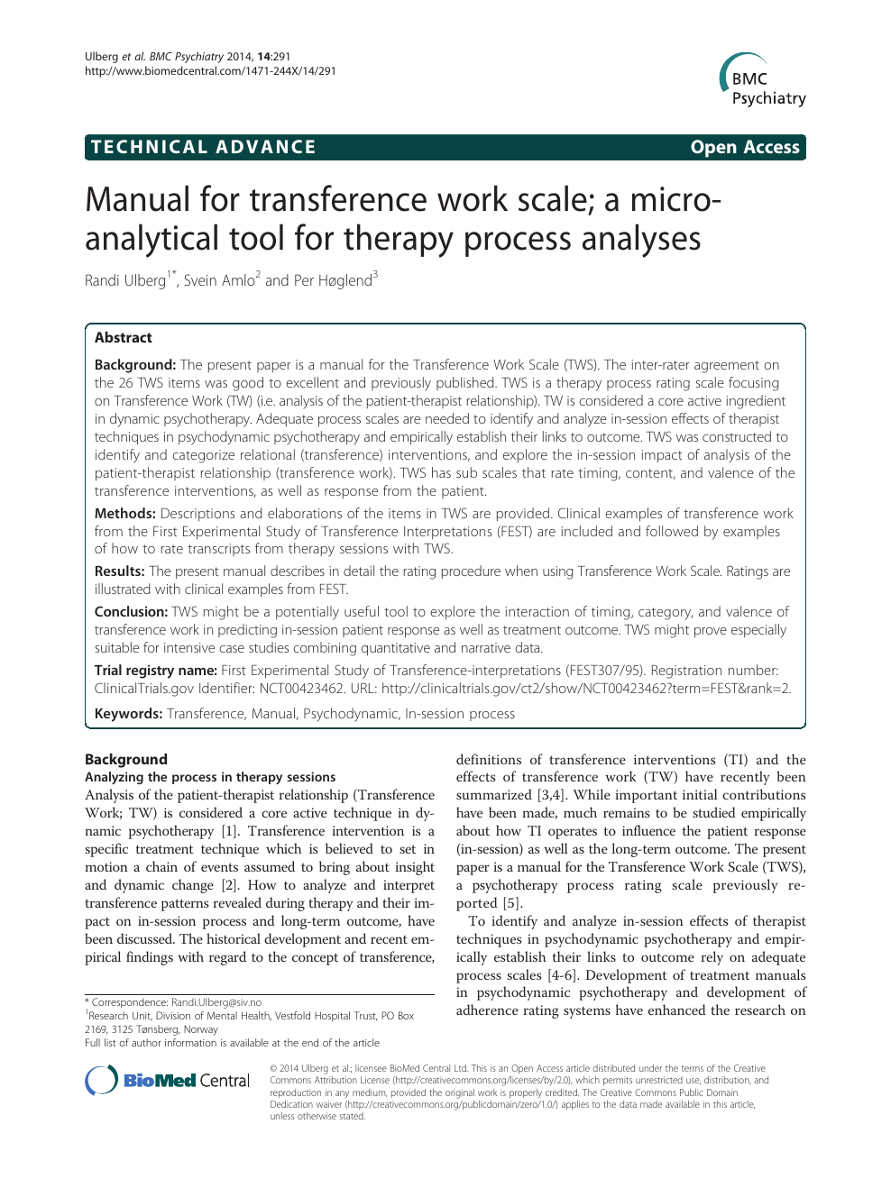 Manual For Transference Work Scale A Micro Analytical Tool For Therapy Process Analyses Topic Of Research Paper In Psychology Download Scholarly Article Pdf And Read For Free On Cyberleninka Open Science Hub