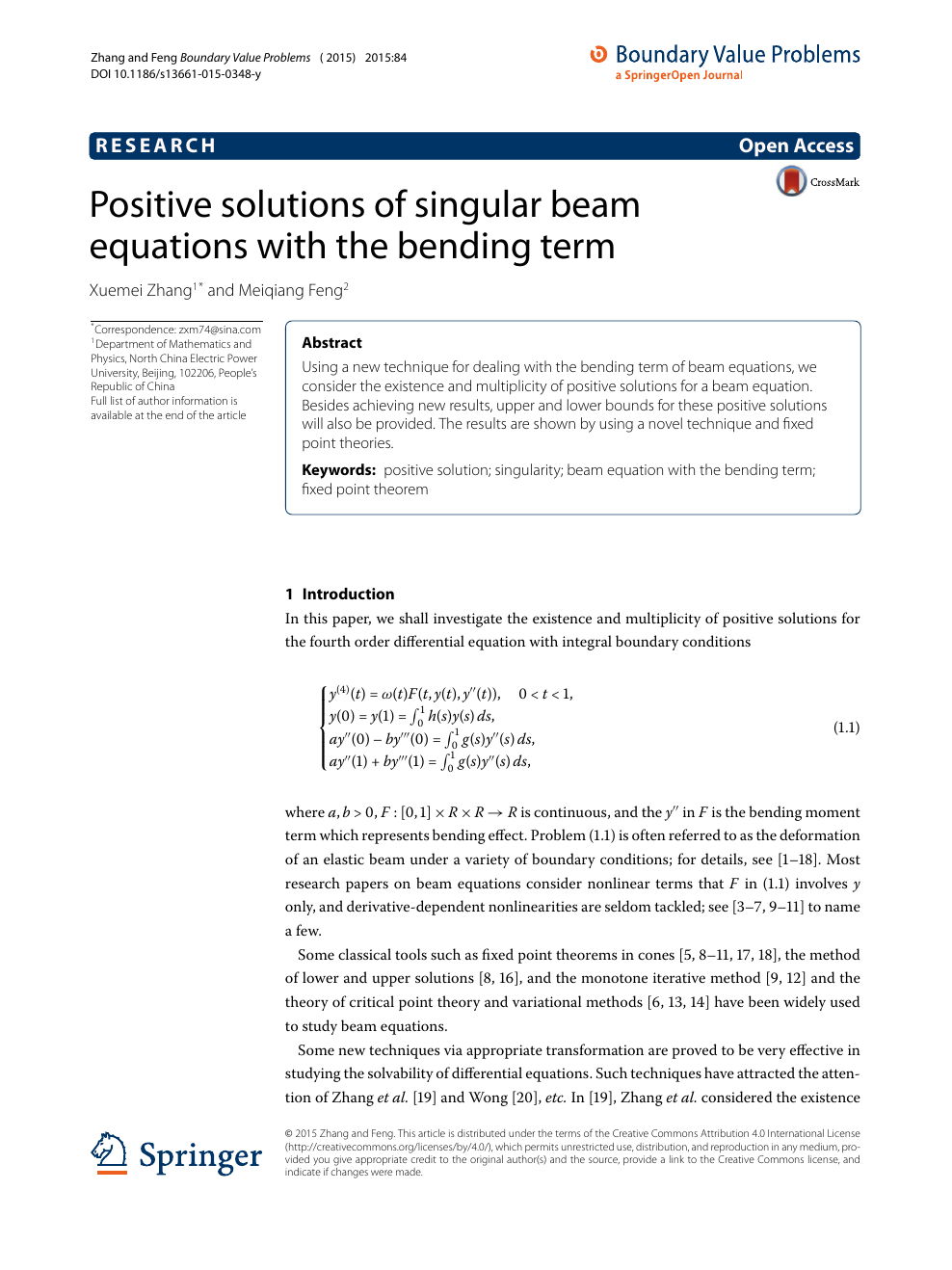 Positive Solutions Of Singular Beam Equations With The Bending Term Topic Of Research Paper In Mathematics Download Scholarly Article Pdf And Read For Free On Cyberleninka Open Science Hub
