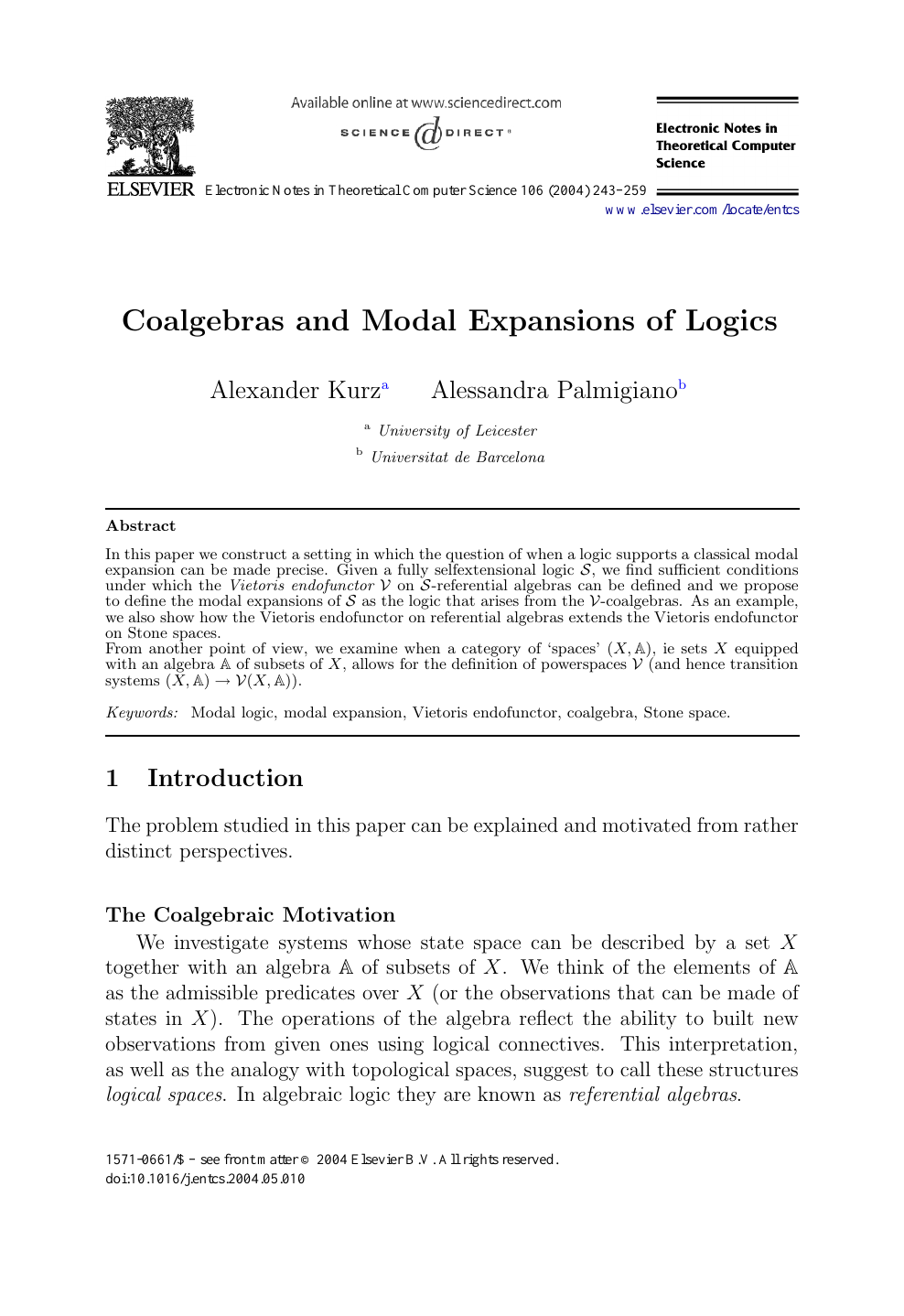 Coalgebras And Modal Expansions Of Logics Topic Of Research Paper In Computer And Information Sciences Download Scholarly Article Pdf And Read For Free On Cyberleninka Open Science Hub