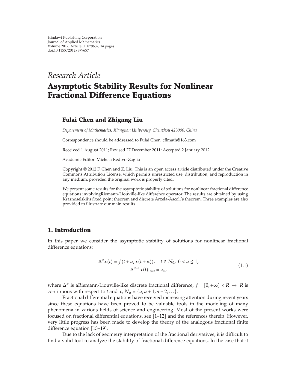 Asymptotic Stability Results For Nonlinear Fractional Difference Equations Topic Of Research Paper In Mathematics Download Scholarly Article Pdf And Read For Free On Cyberleninka Open Science Hub
