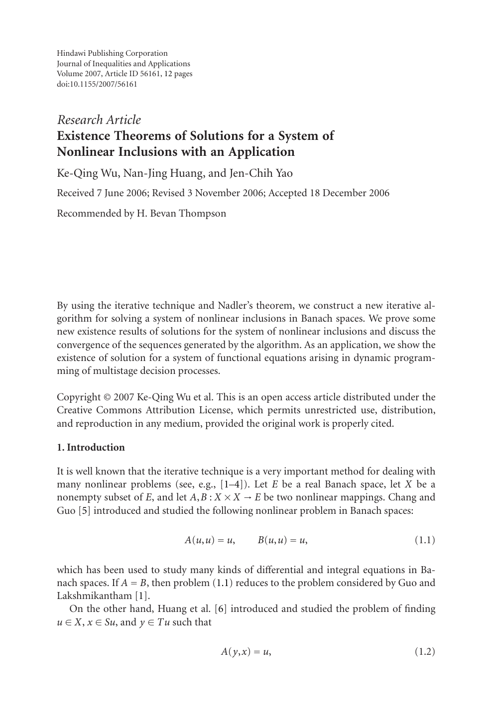 Existence Theorems Of Solutions For A System Of Nonlinear Inclusions With An Application Topic Of Research Paper In Mathematics Download Scholarly Article Pdf And Read For Free On Cyberleninka Open Science