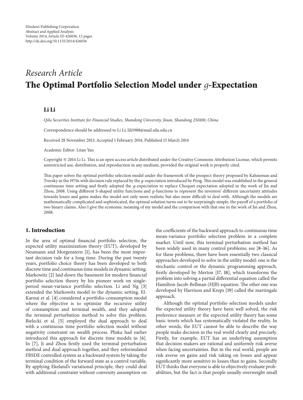 The Optimal Portfolio Selection Model Under Expectation Topic Of Research Paper In Mathematics Download Scholarly Article Pdf And Read For Free On Cyberleninka Open Science Hub