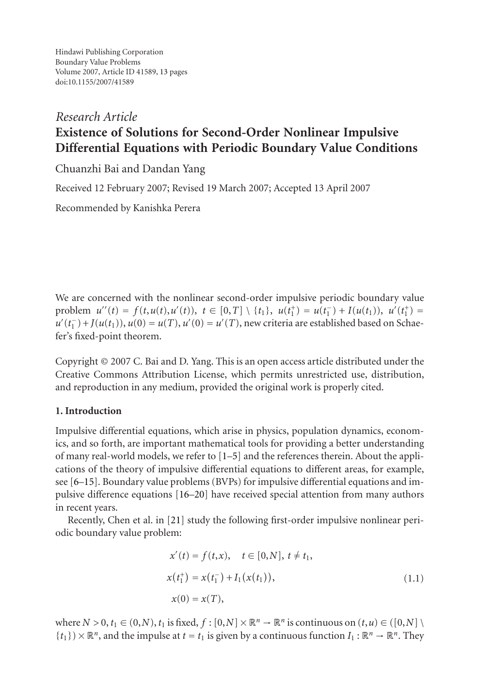 Existence Of Solutions For Second Order Nonlinear Impulsive Differential Equations With Periodic Boundary Value Conditions Topic Of Research Paper In Mathematics Download Scholarly Article Pdf And Read For Free On Cyberleninka Open