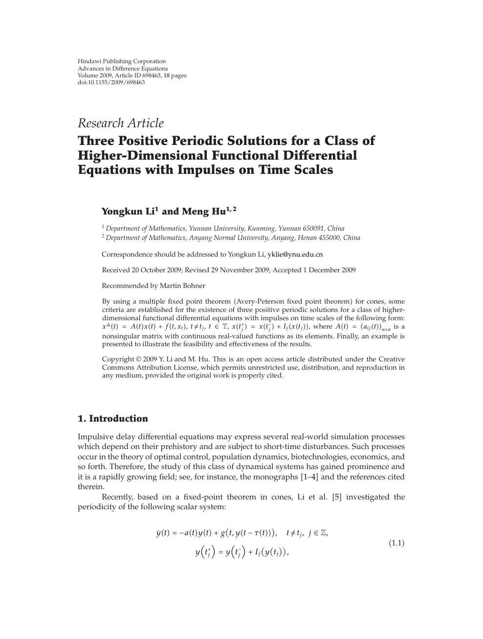 Three Positive Periodic Solutions For A Class Of Higher Dimensional Functional Differential Equations With Impulses On Time Scales Topic Of Research Paper In Mathematics Download Scholarly Article Pdf And Read For Free