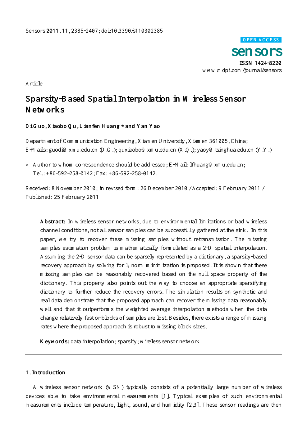 Sparsity Based Spatial Interpolation In Wireless Sensor Networks Topic Of Research Paper In Electrical Engineering Electronic Engineering Information Engineering Download Scholarly Article Pdf And Read For Free On Cyberleninka Open Science Hub
