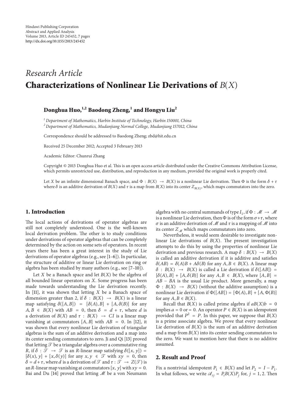 Characterizations Of Nonlinear Lie Derivations Of B X Topic Of Research Paper In Mathematics Download Scholarly Article Pdf And Read For Free On Cyberleninka Open Science Hub