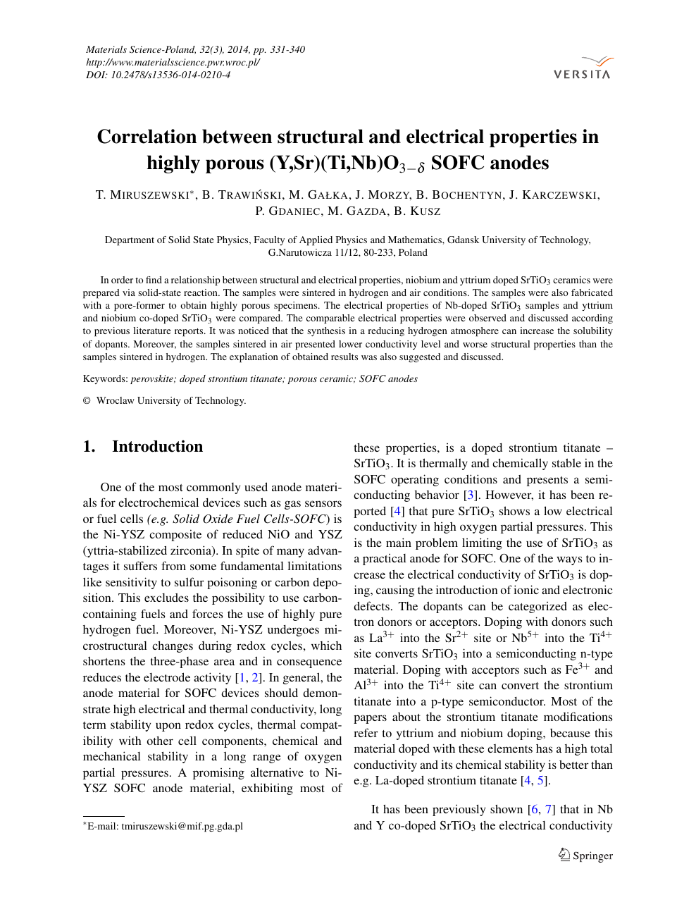 Correlation Between Structural And Electrical Properties In Highly Porous Y Sr Ti Nb O3 D Sofc Anodes Topic Of Research Paper In Chemical Sciences Download Scholarly Article Pdf And Read For Free On Cyberleninka Open Science