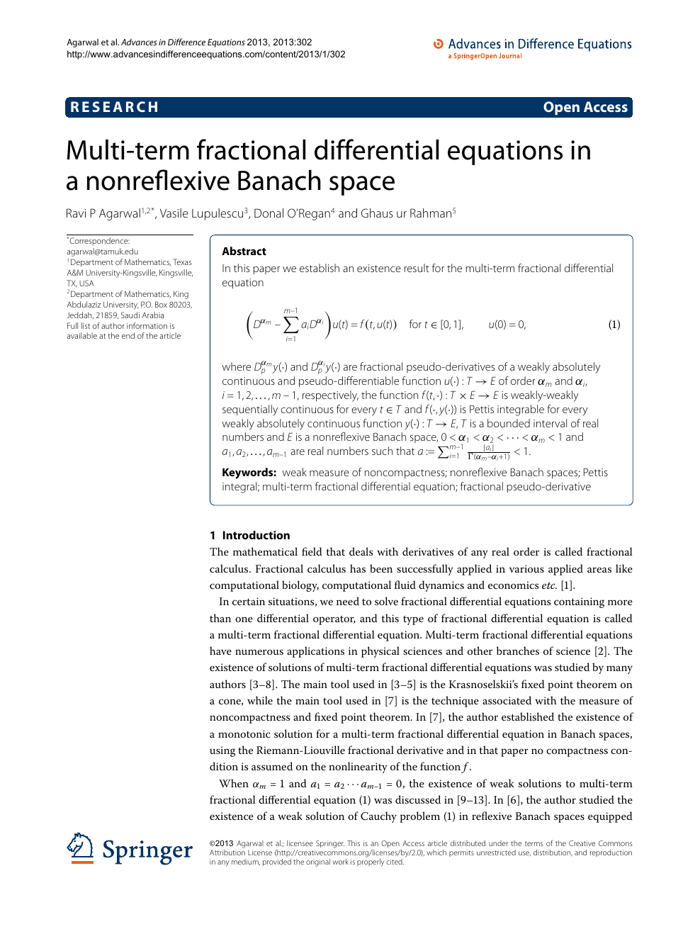Multi Term Fractional Differential Equations In A Nonreflexive Banach Space Topic Of Research Paper In Mathematics Download Scholarly Article Pdf And Read For Free On Cyberleninka Open Science Hub