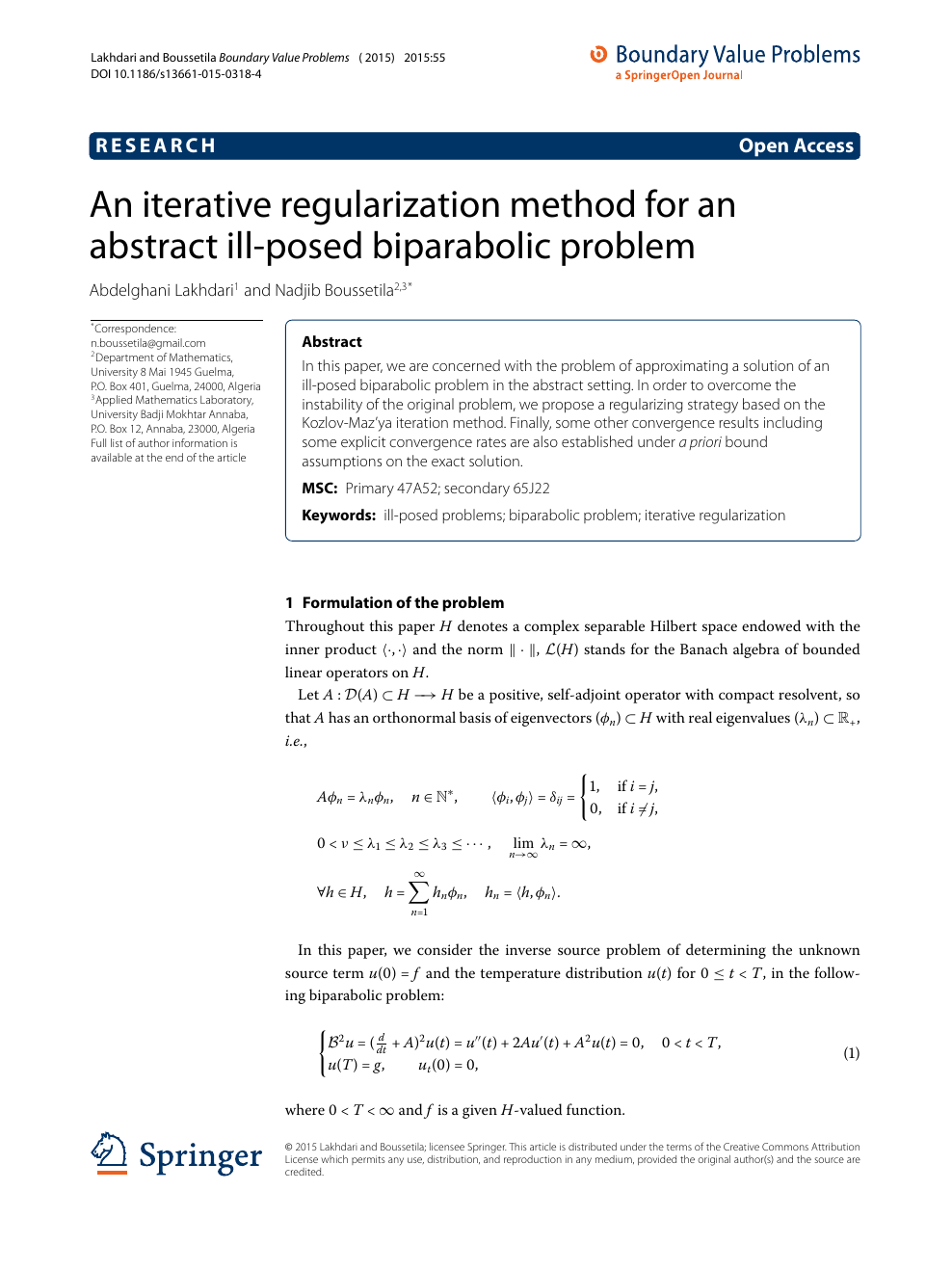 An Iterative Regularization Method For An Abstract Ill Posed Biparabolic Problem Topic Of Research Paper In Mathematics Download Scholarly Article Pdf And Read For Free On Cyberleninka Open Science Hub