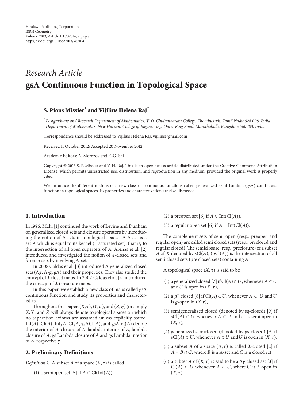 Gs Continuous Function In Topological Space Topic Of Research Paper In Mathematics Download Scholarly Article Pdf And Read For Free On Cyberleninka Open Science Hub
