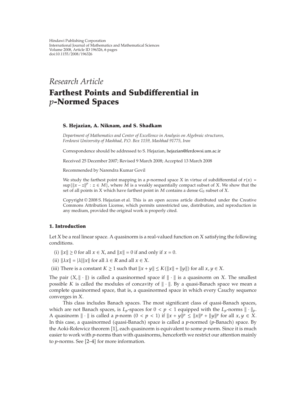 Farthest Points And Subdifferential In 𝑝 Normed Spaces Topic Of Research Paper In Mathematics Download Scholarly Article Pdf And Read For Free On Cyberleninka Open Science Hub
