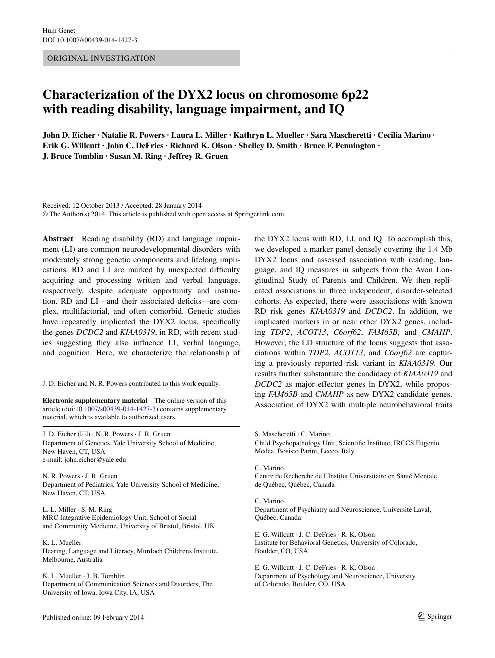 Characterization Of The Dyx2 Locus On Chromosome 6p22 With Reading Disability Language Impairment And Iq Topic Of Research Paper In Biological Sciences Download Scholarly Article Pdf And Read For Free On