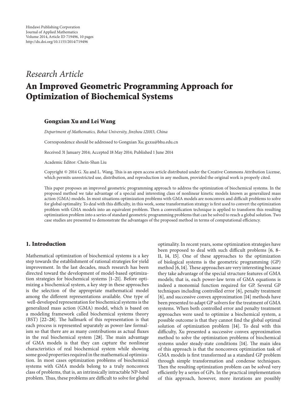 An Improved Geometric Programming Approach For Optimization Of Biochemical Systems Topic Of Research Paper In Mathematics Download Scholarly Article Pdf And Read For Free On Cyberleninka Open Science Hub