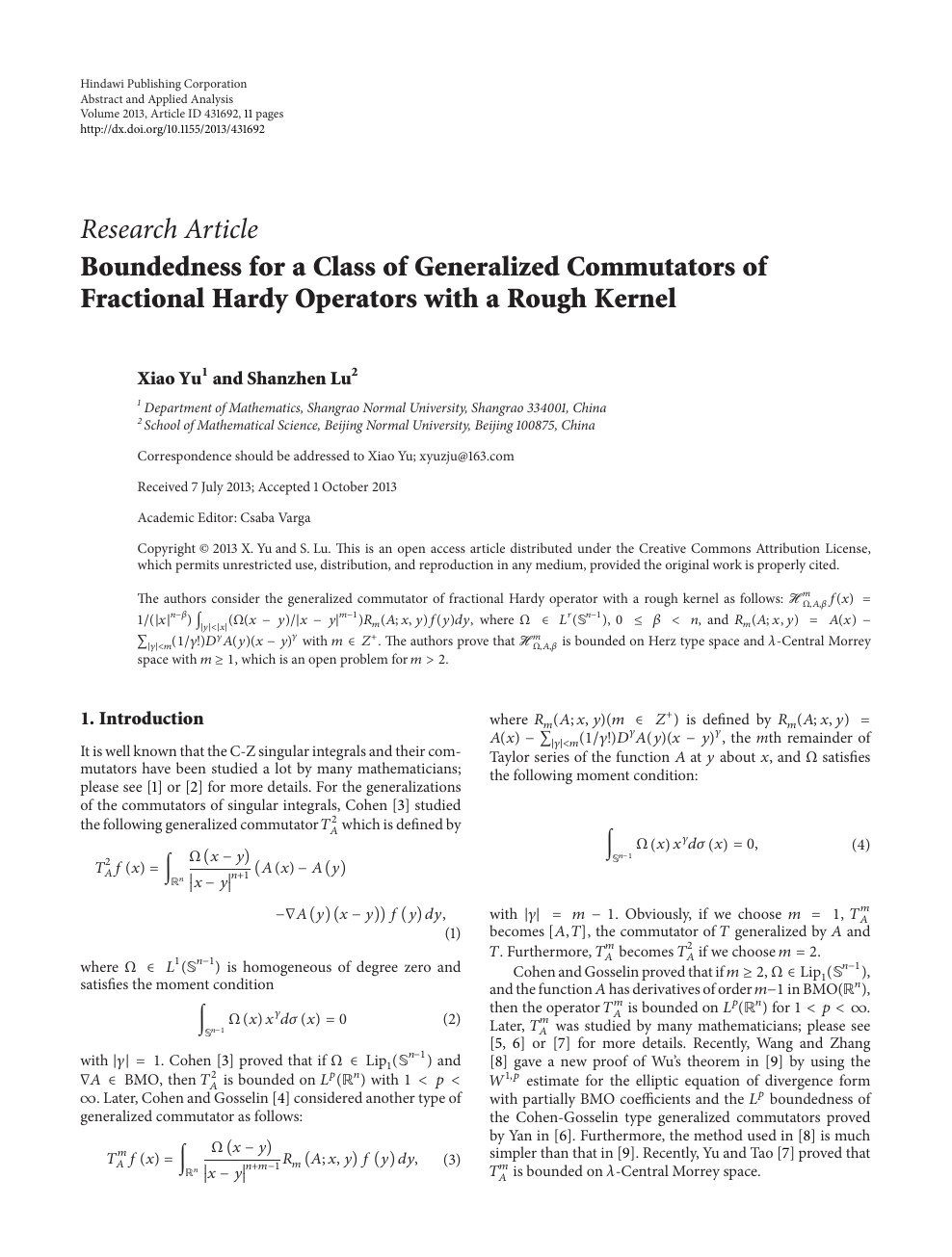 Boundedness For A Class Of Generalized Commutators Of Fractional Hardy Operators With A Rough Kernel Topic Of Research Paper In Mathematics Download Scholarly Article Pdf And Read For Free On Cyberleninka