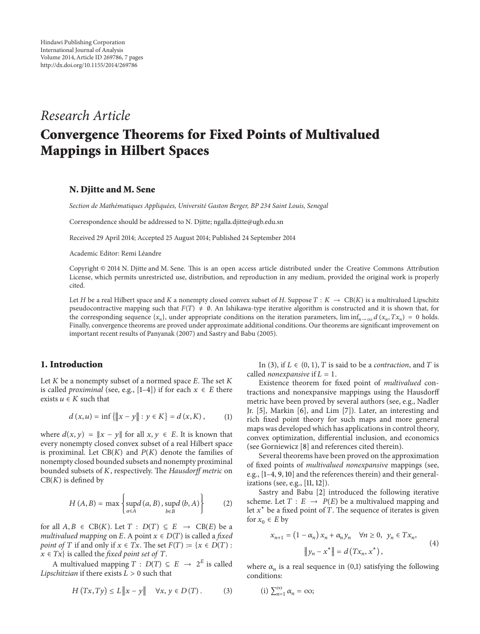 Convergence Theorems For Fixed Points Of Multivalued Mappings In Hilbert Spaces Topic Of Research Paper In Mathematics Download Scholarly Article Pdf And Read For Free On Cyberleninka Open Science Hub