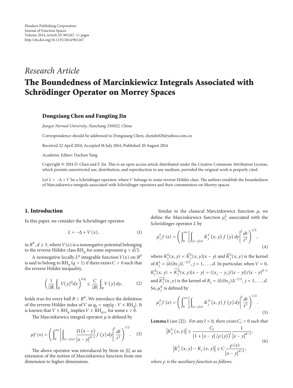 The Boundedness Of Marcinkiewicz Integrals Associated With Schrodinger Operator On Morrey Spaces Topic Of Research Paper In Mathematics Download Scholarly Article Pdf And Read For Free On Cyberleninka Open Science Hub