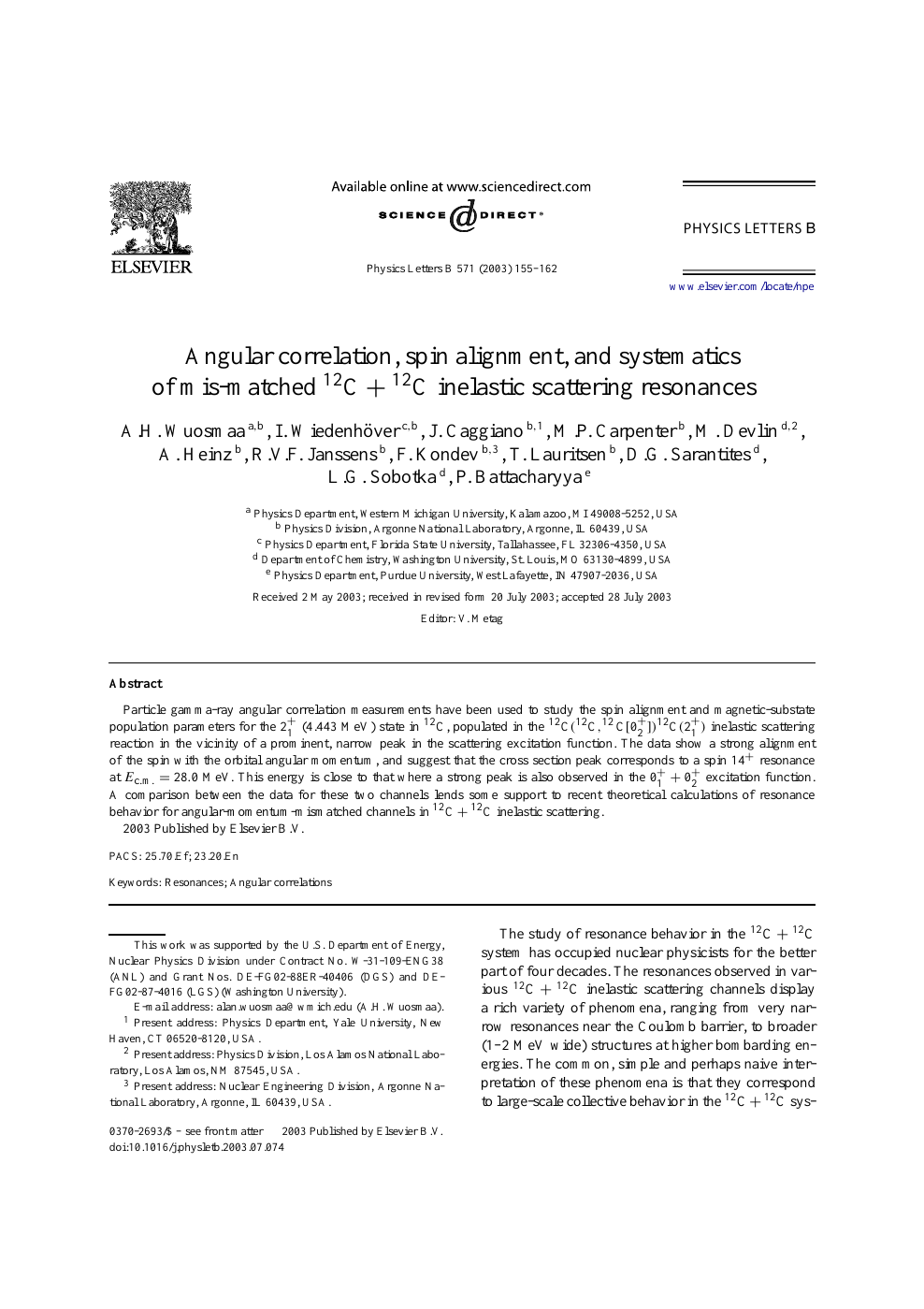 Angular Correlation Spin Alignment And Systematics Of Mis Matched 12c 12c Inelastic Scattering Resonances Topic Of Research Paper In Physical Sciences Download Scholarly Article Pdf And Read For Free On Cyberleninka Open Science