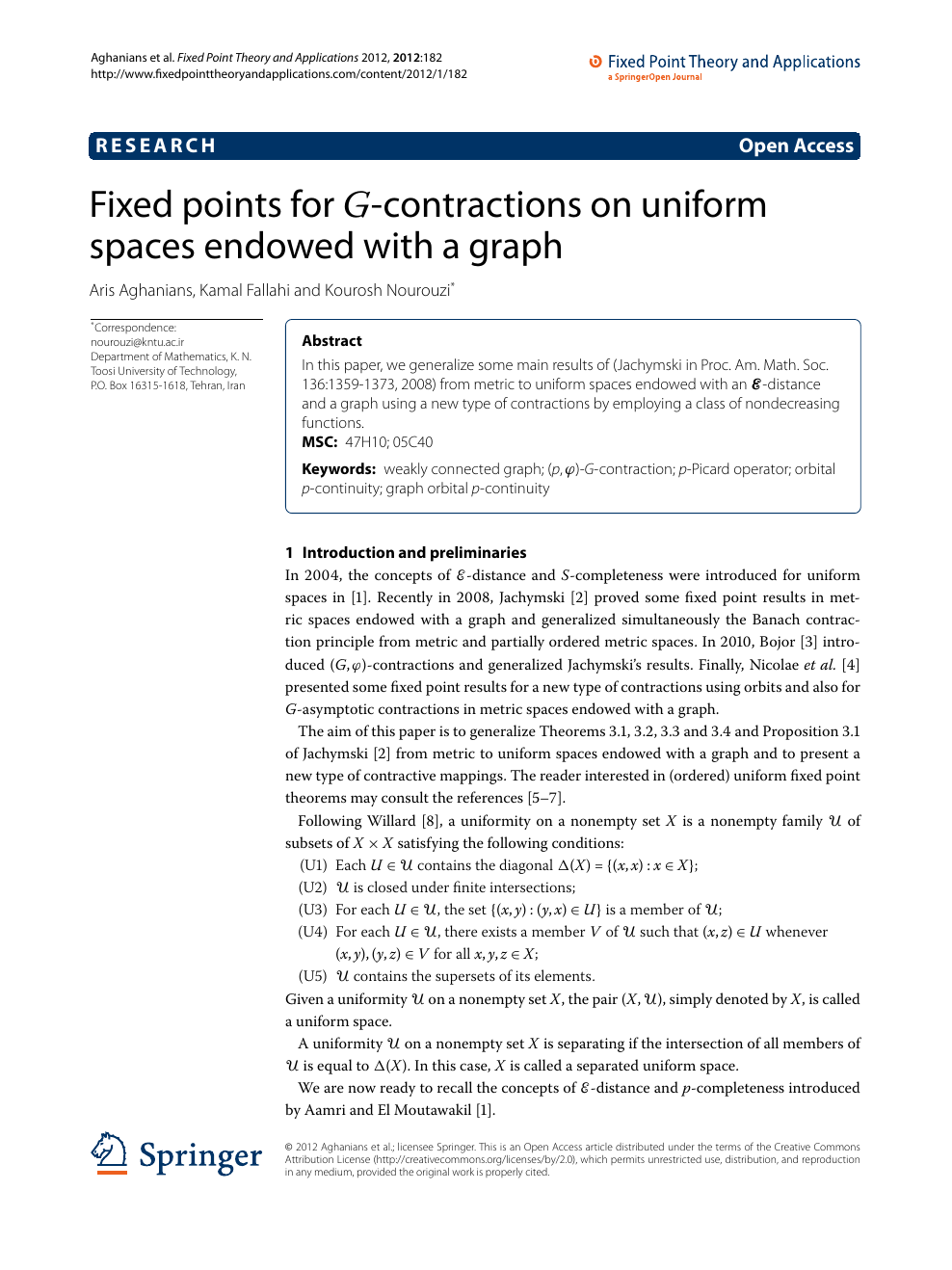 Fixed Points For G Contractions On Uniform Spaces Endowed With A Graph Topic Of Research Paper In Mathematics Download Scholarly Article Pdf And Read For Free On Cyberleninka Open Science Hub