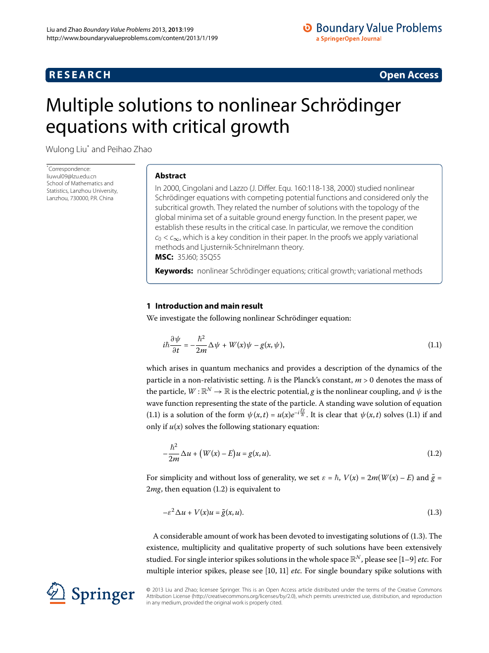 Multiple Solutions To Nonlinear Schrodinger Equations With Critical Growth Topic Of Research Paper In Mathematics Download Scholarly Article Pdf And Read For Free On Cyberleninka Open Science Hub