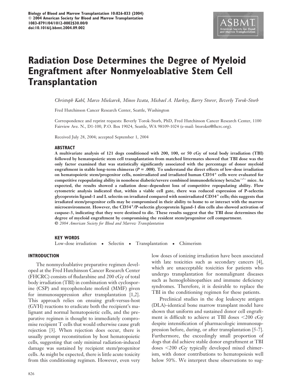 Radiation Dose Determines The Degree Of Myeloid Engraftment After Nonmyeloablative Stem Cell Transplantation Topic Of Research Paper In Biological Sciences Download Scholarly Article Pdf And Read For Free On Cyberleninka Open