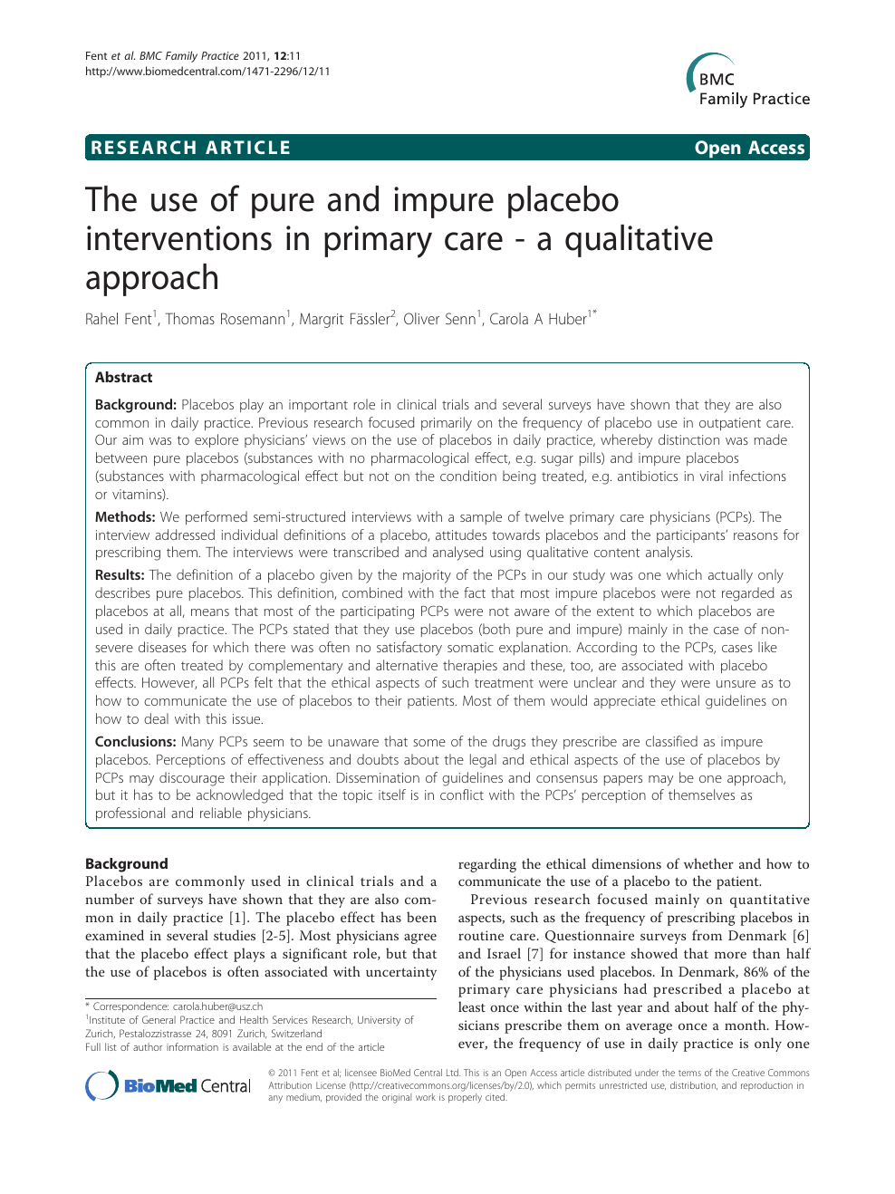 The Use Of Pure And Impure Placebo Interventions In Primary Care A Qualitative Approach Topic Of Research Paper In Clinical Medicine Download Scholarly Article Pdf And Read For Free On