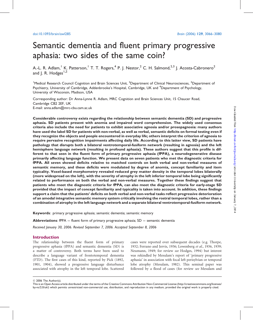 Semantic Dementia And Fluent Primary Progressive Aphasia Two Sides Of The Same Coin Topic Of Research Paper In Clinical Medicine Download Scholarly Article Pdf And Read For Free On Cyberleninka Open