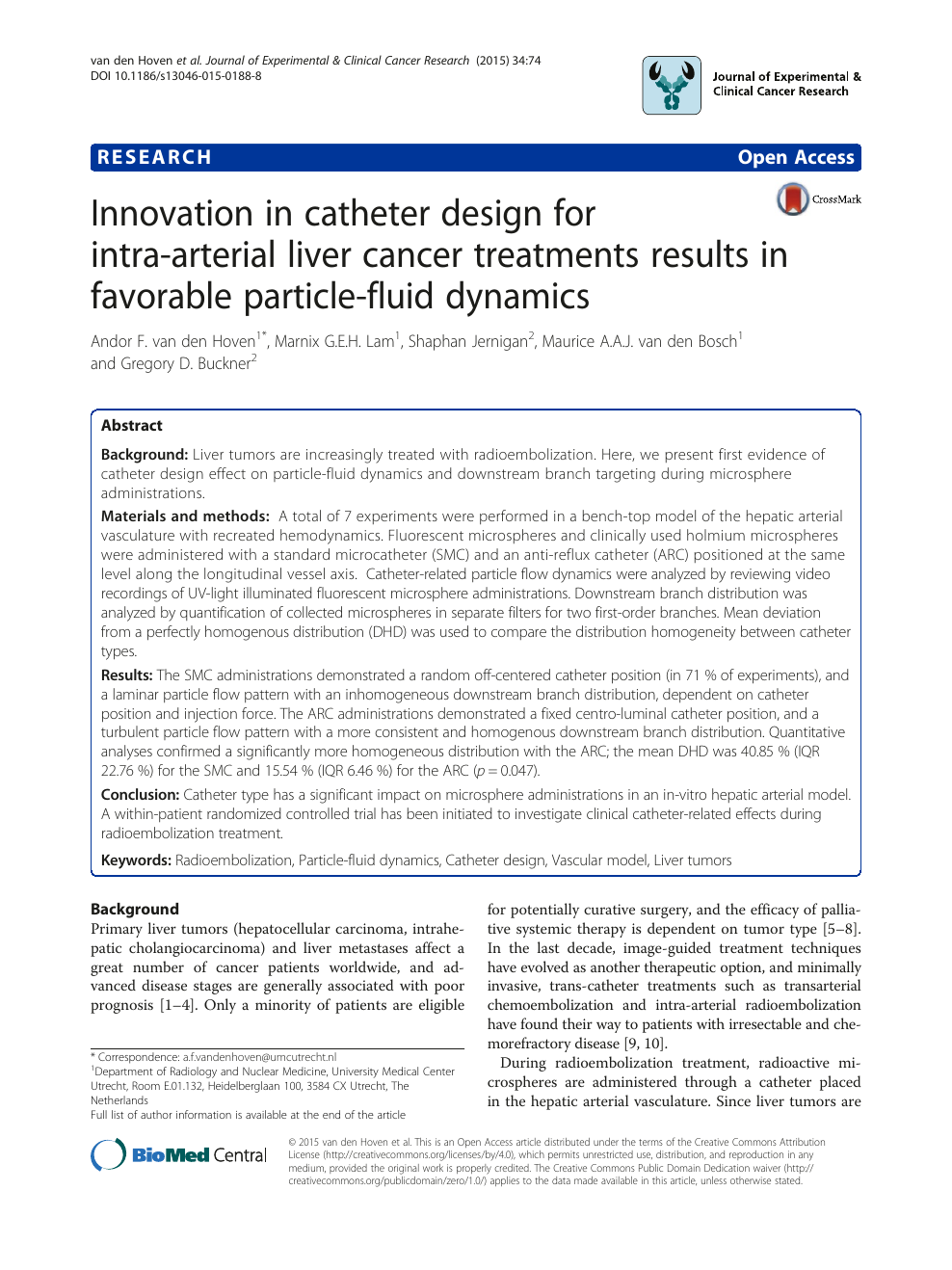 Innovation In Catheter Design For Intra Arterial Liver Cancer Treatments Results In Favorable Particle Fluid Dynamics Topic Of Research Paper In Medical Engineering Download Scholarly Article Pdf And Read For Free On Cyberleninka